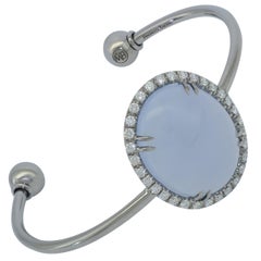 Margherita Burgener Titanium Chalcedony Sapphires Cuff Bracelet 