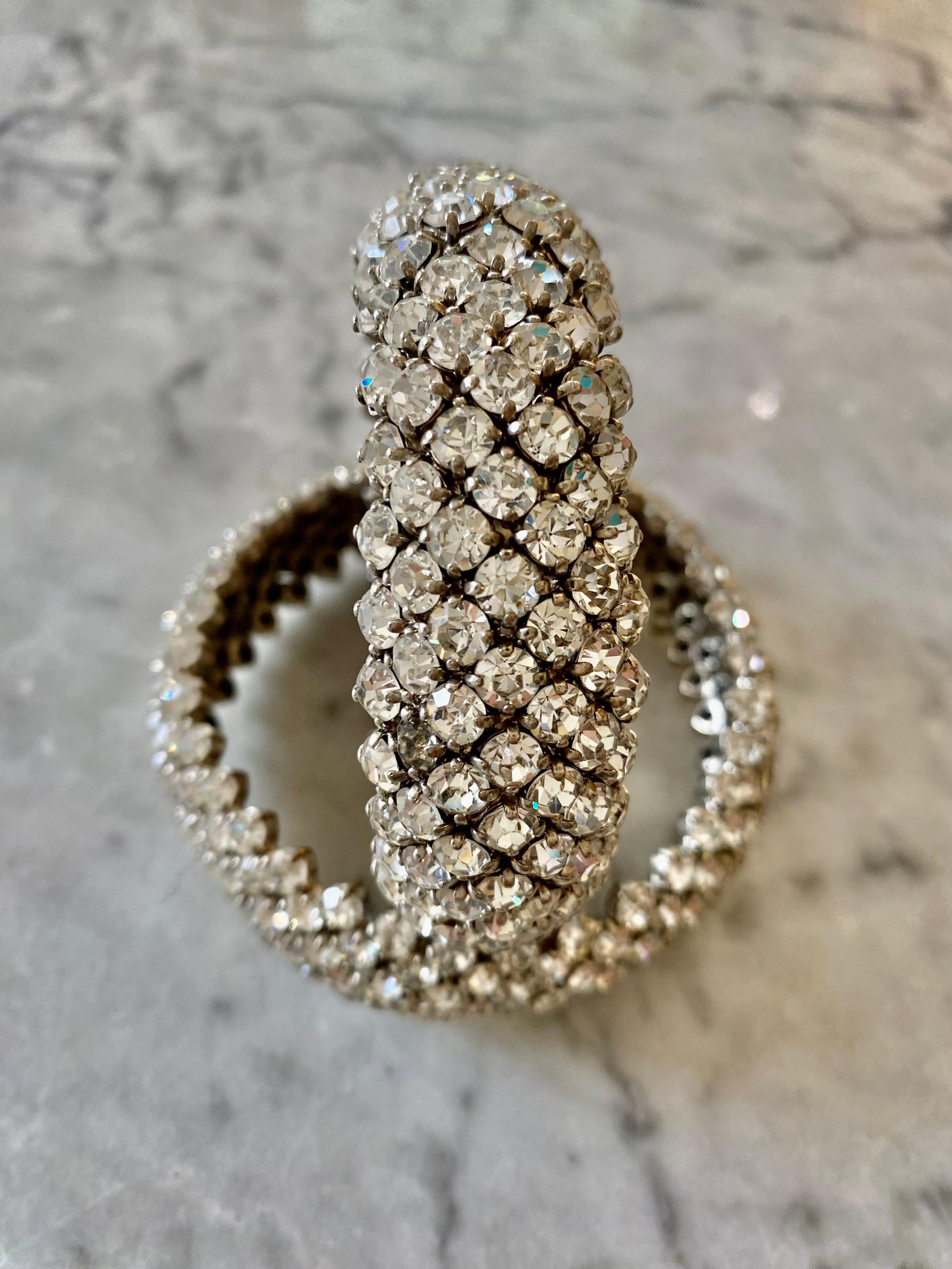 Modern Bracelet Cuff Pair with Diamond by Nina Ricci, Italy, 1970