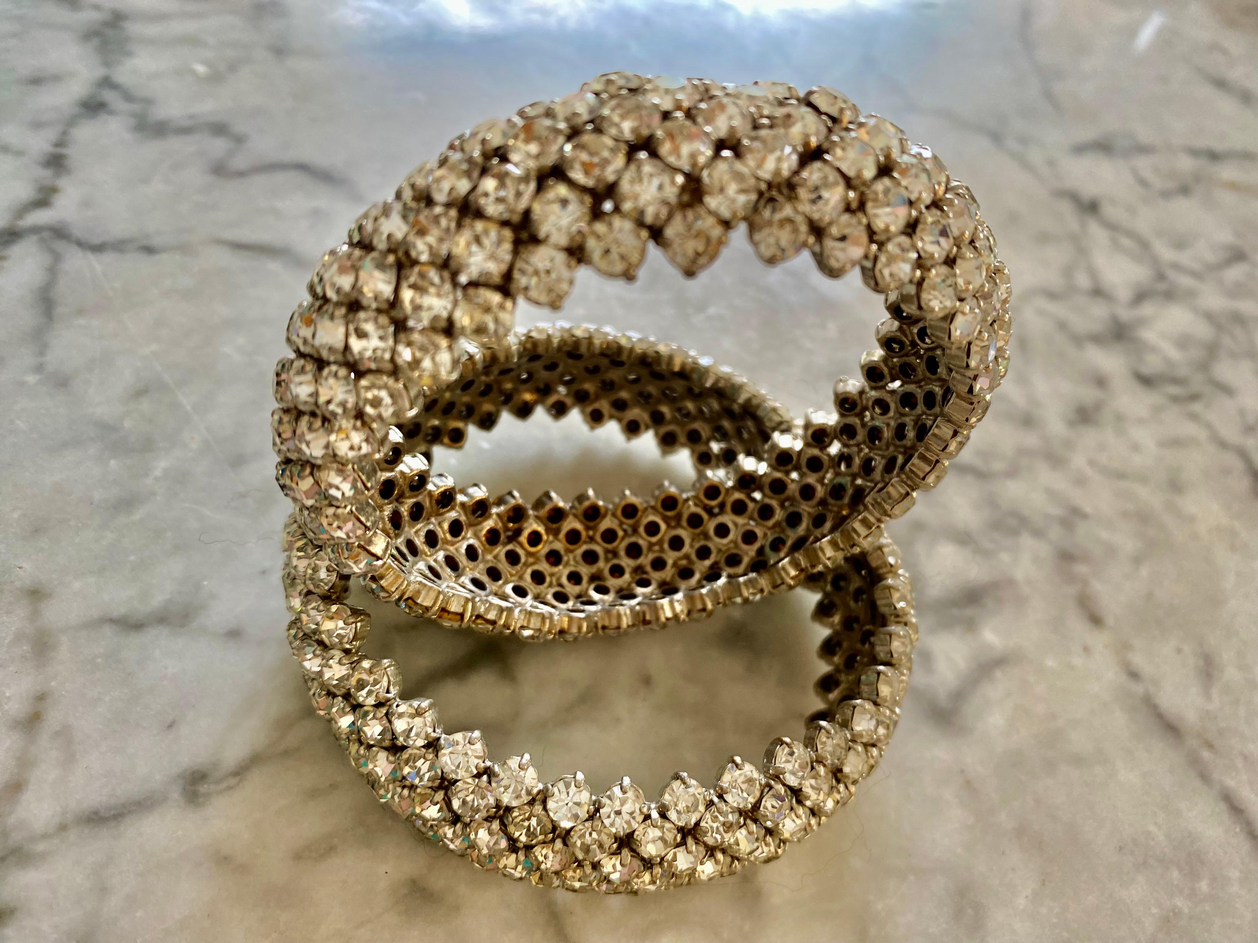 Bracelet Cuff Pair with Diamond by Nina Ricci, Italy, 1970 In Good Condition In Denia, VC