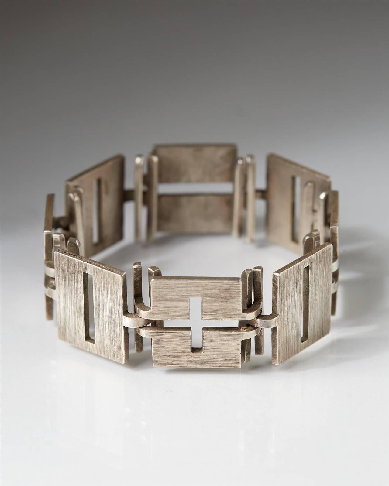 Bracelet, designed by Rey Urban, Sweden, 1960s.
Sterling silver.
 