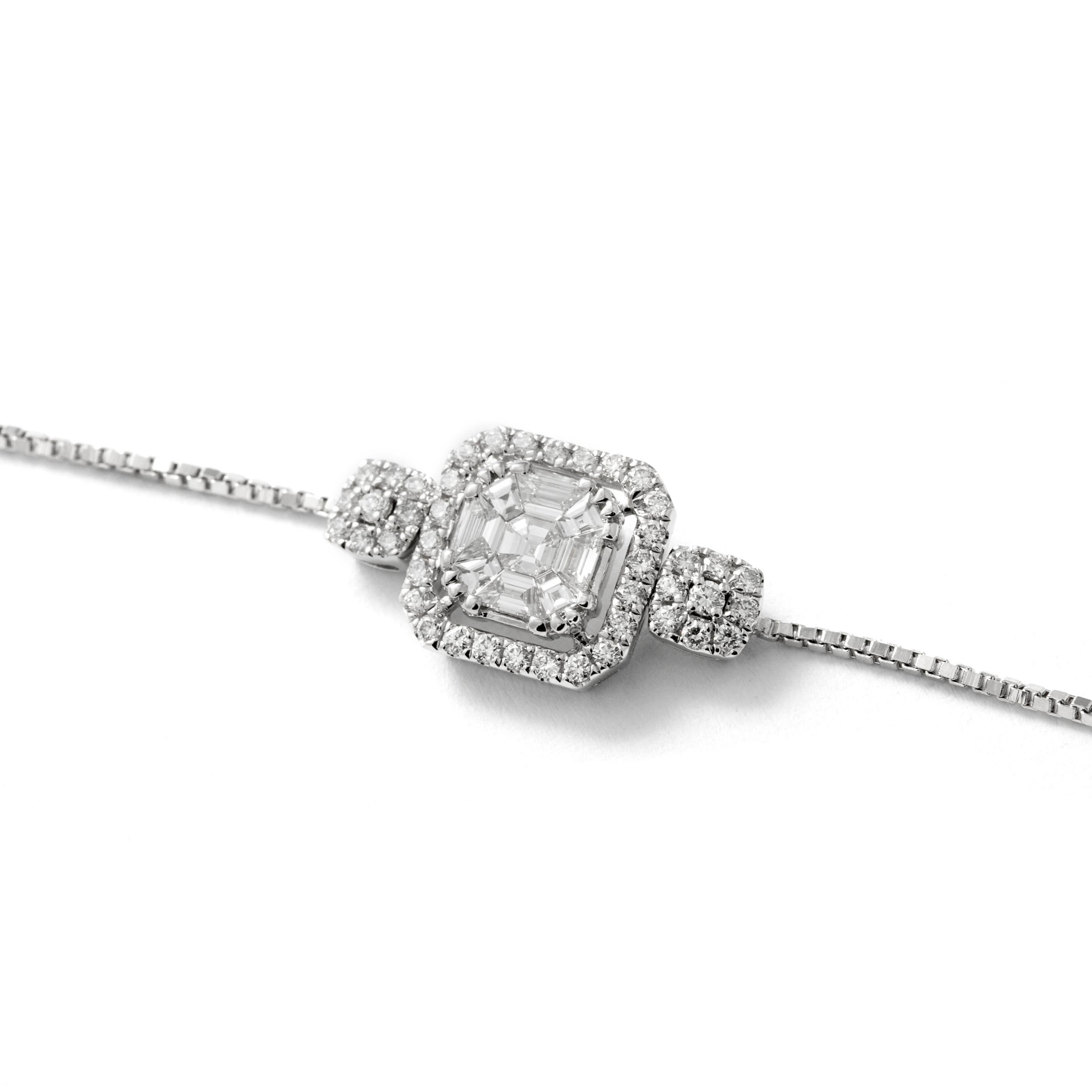 Round Cut Bracelet Diamond 18K white gold For Sale