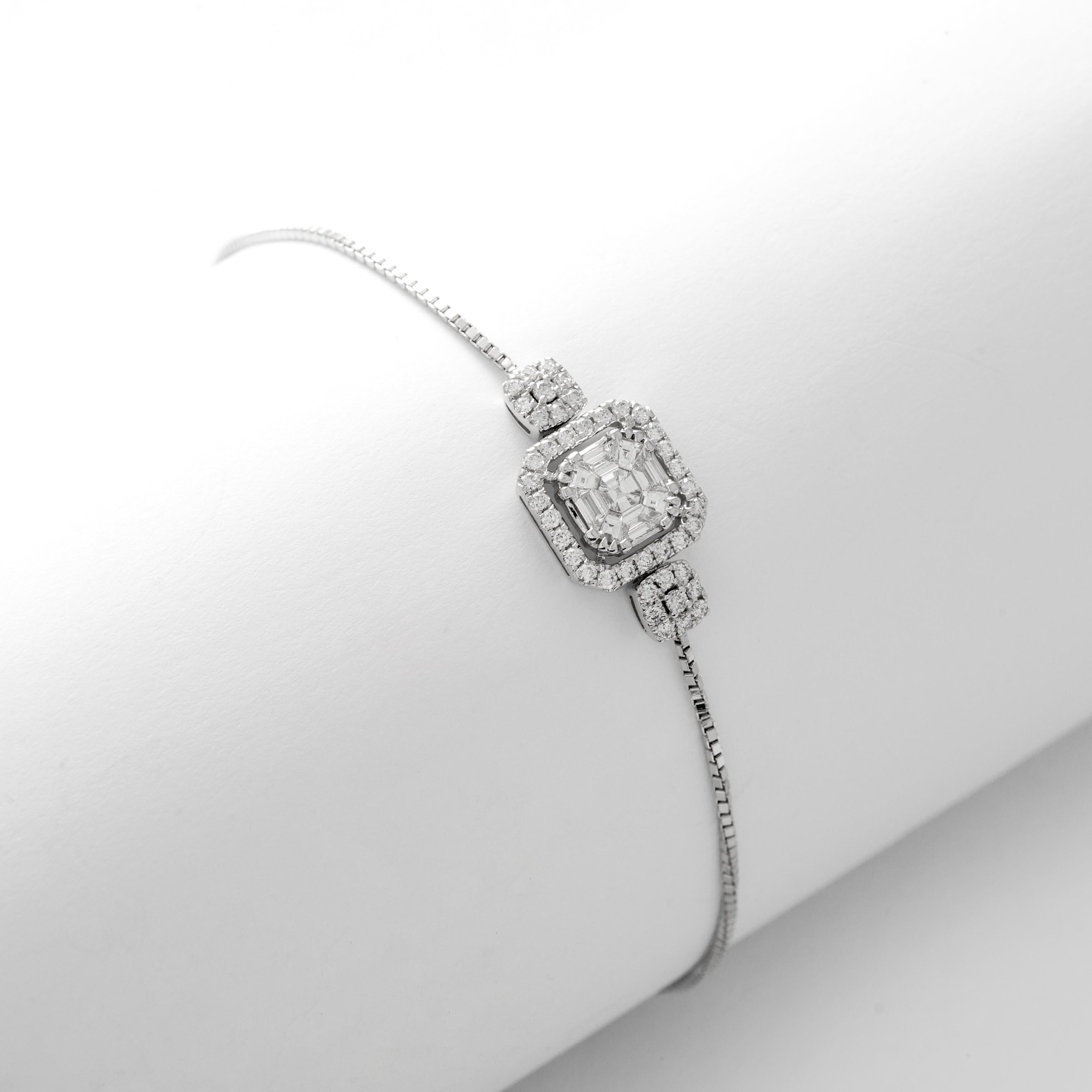 Women's or Men's Bracelet Diamond 18K white gold For Sale