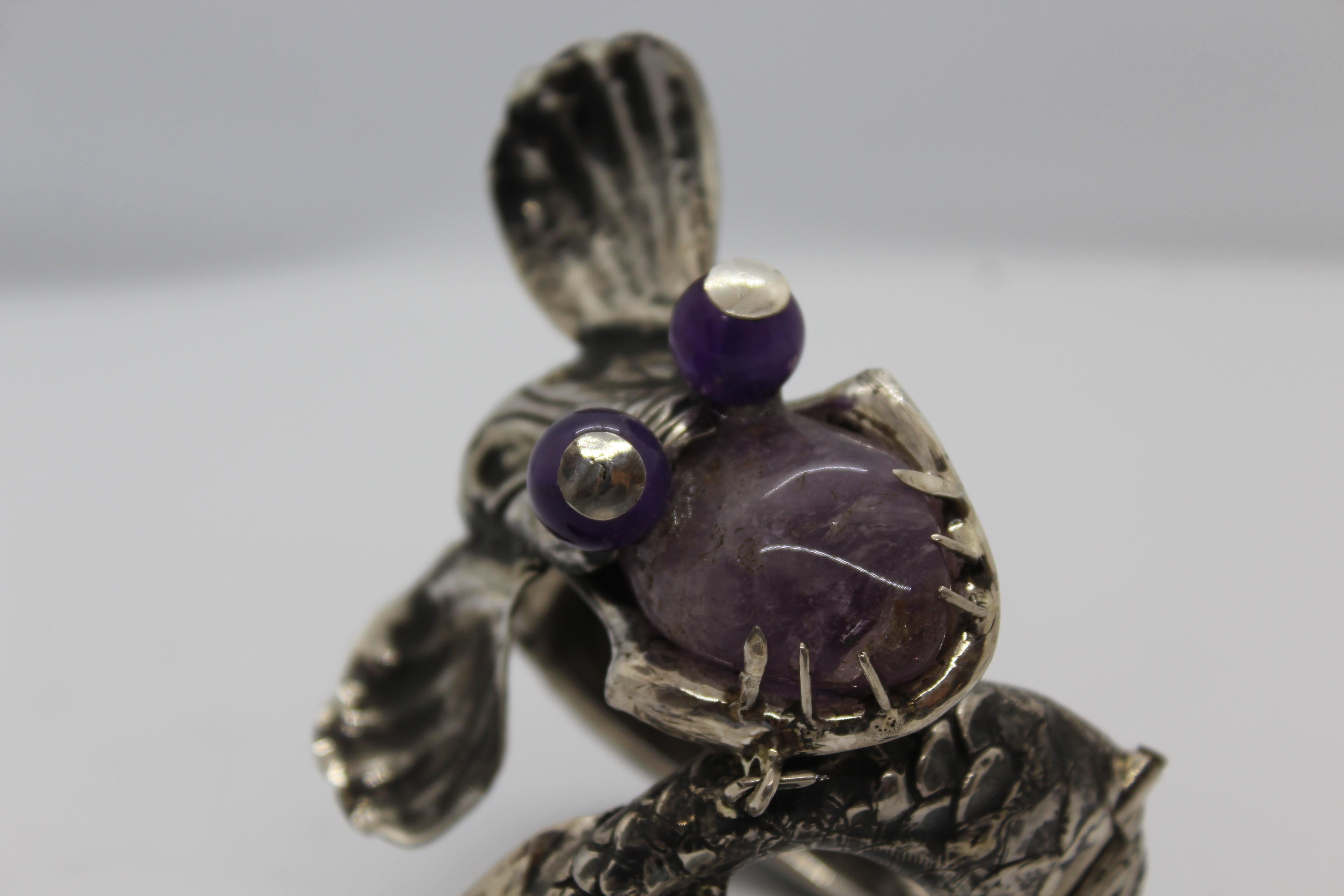 Pulsera, Amatista Dragón,  Plata de ley, Regalo especial, Hecho a mano, Italia en venta 2