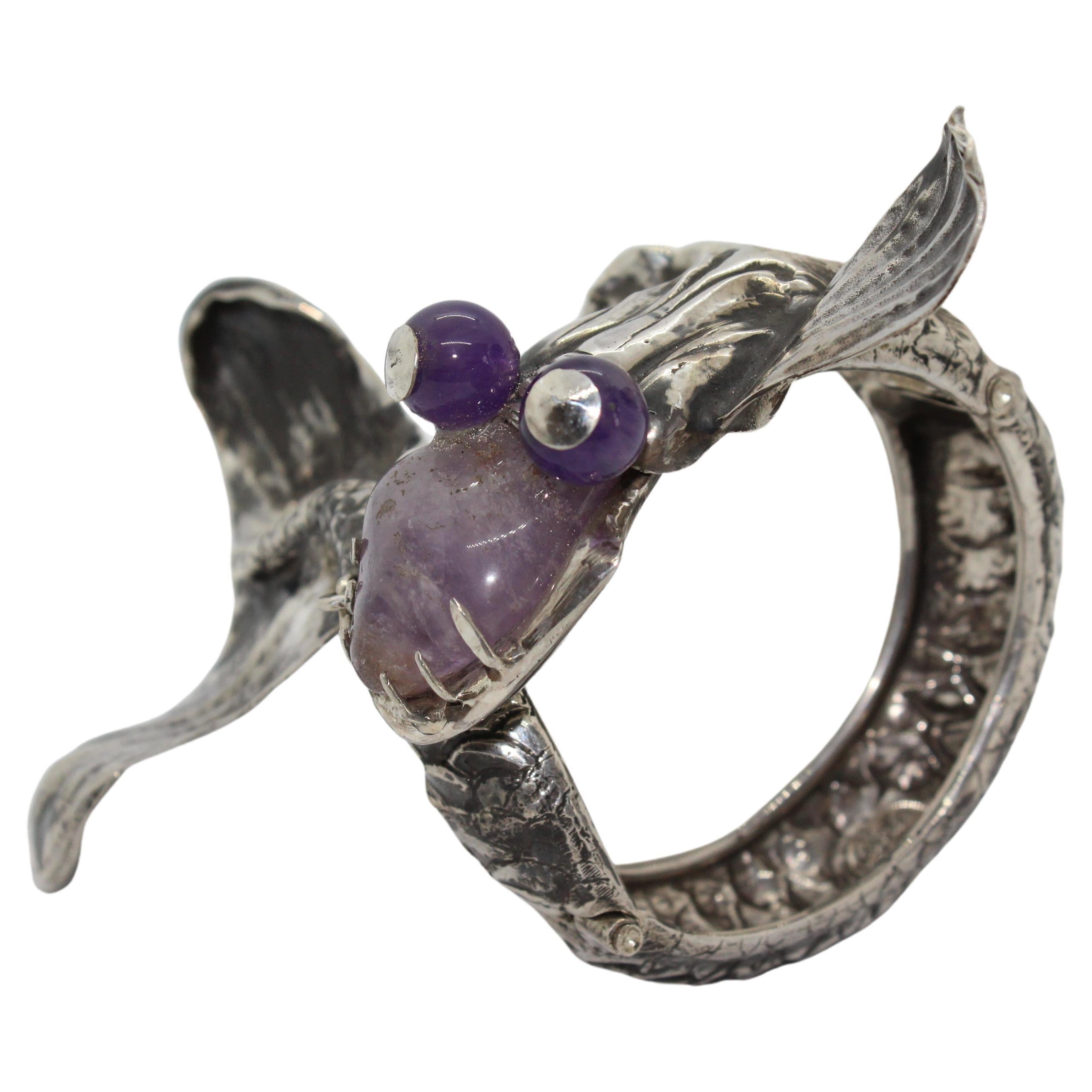 Pulsera, Amatista Dragón,  Plata de ley, Regalo especial, Hecho a mano, Italia en venta