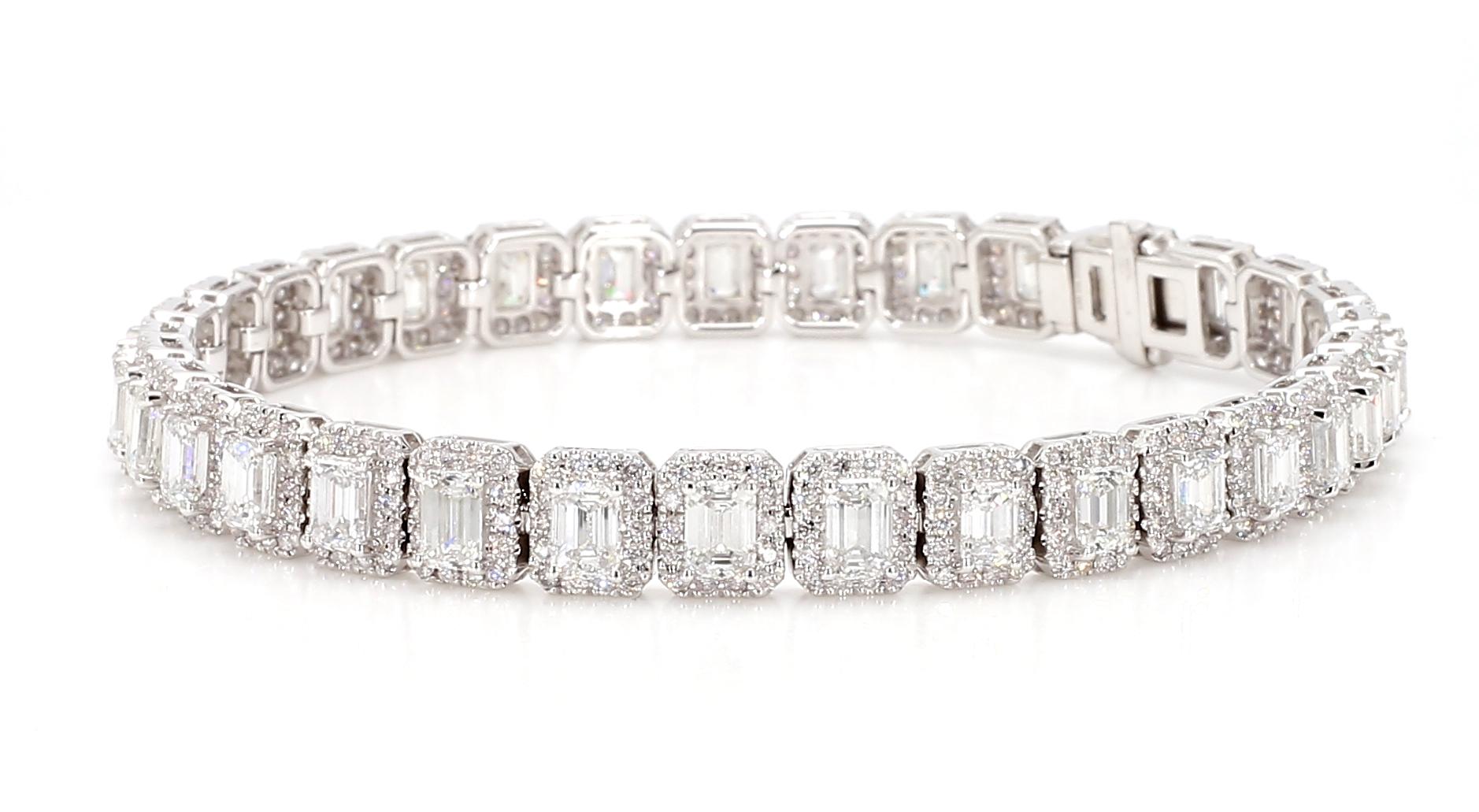 Women's Bracelet Emerald Cut 8.35 Carats Total 18K White Gold Tennis *Natural Diamonds*