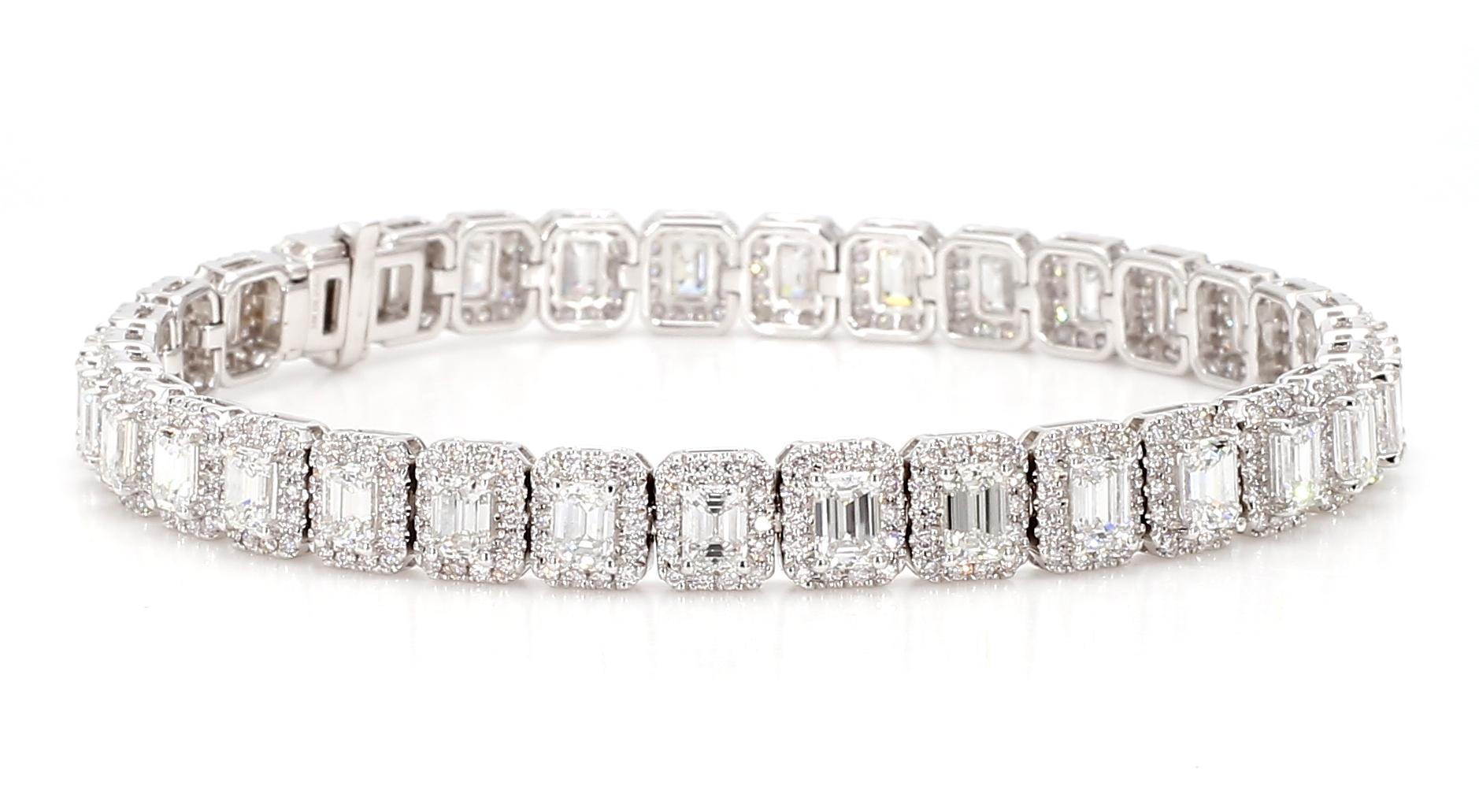 Bracelet Emerald Cut 8.35 Carats Total 18K White Gold Tennis *Natural Diamonds* 1
