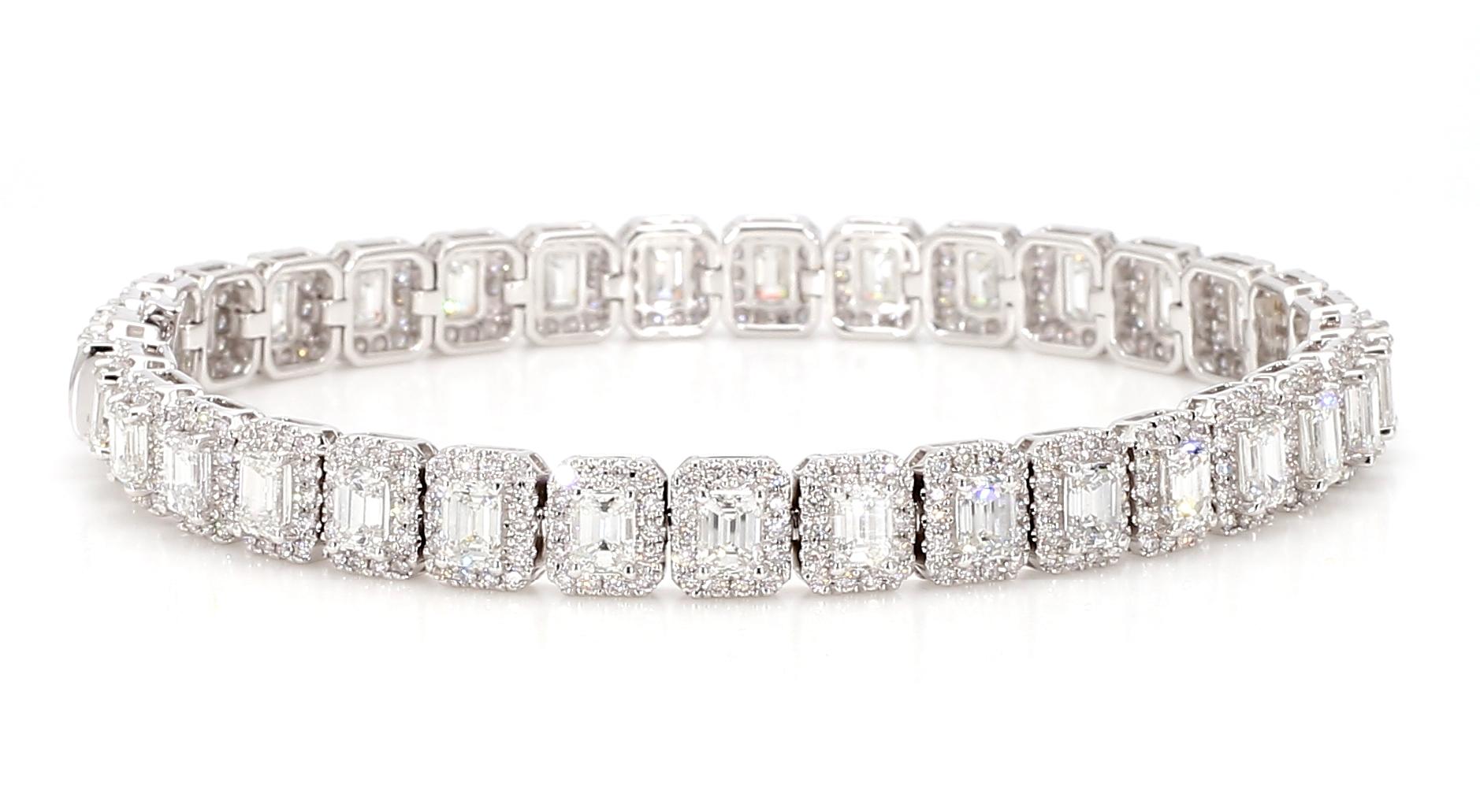 Bracelet Emerald Cut 8.35 Carats Total 18K White Gold Tennis *Natural Diamonds* 2
