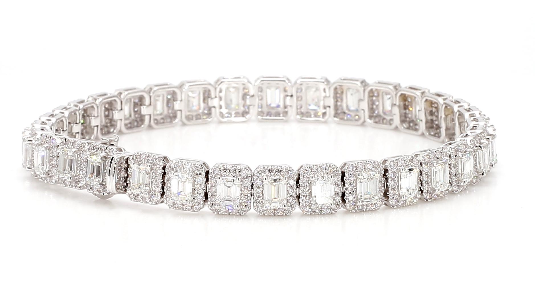 Bracelet Emerald Cut 8.35 Carats Total 18K White Gold Tennis *Natural Diamonds* 3