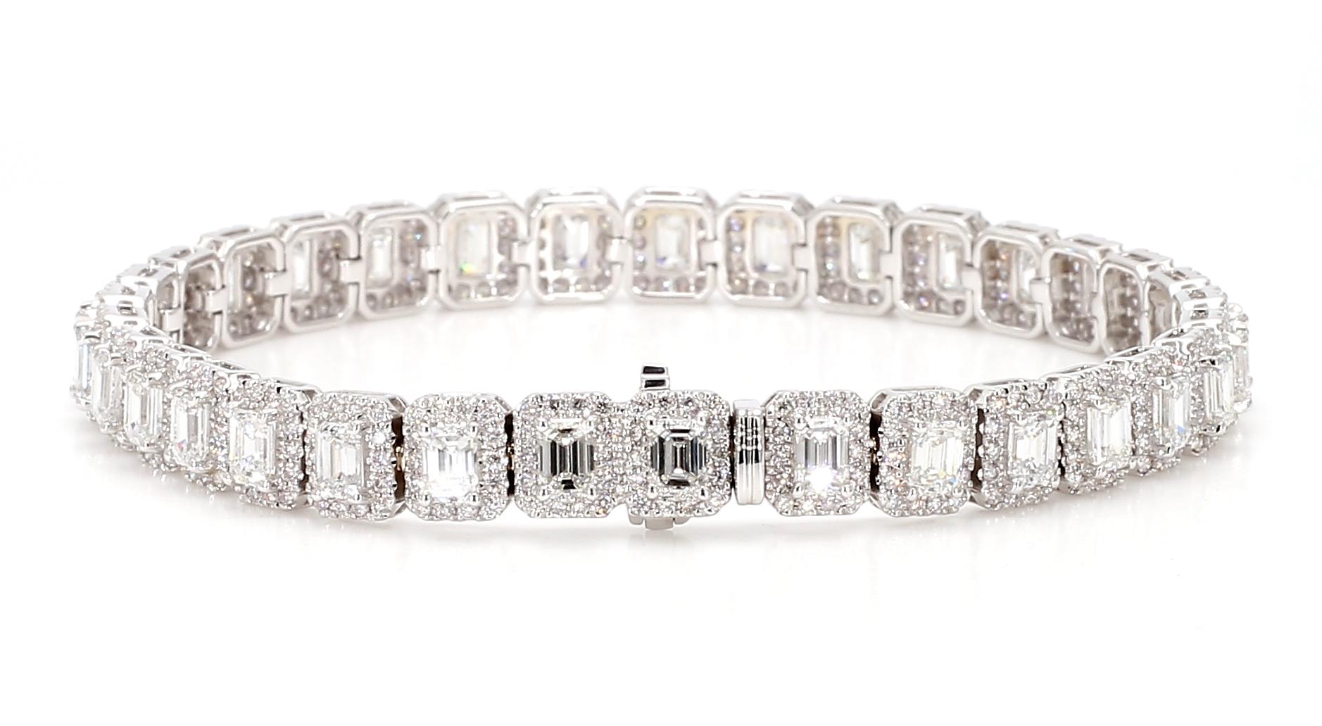 Bracelet Emerald Cut 8.35 Carats Total 18K White Gold Tennis *Natural Diamonds* 4