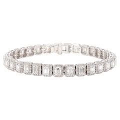 Bracelet Emerald Cut 8.35 Carats Total 18K White Gold Tennis *Natural Diamonds*