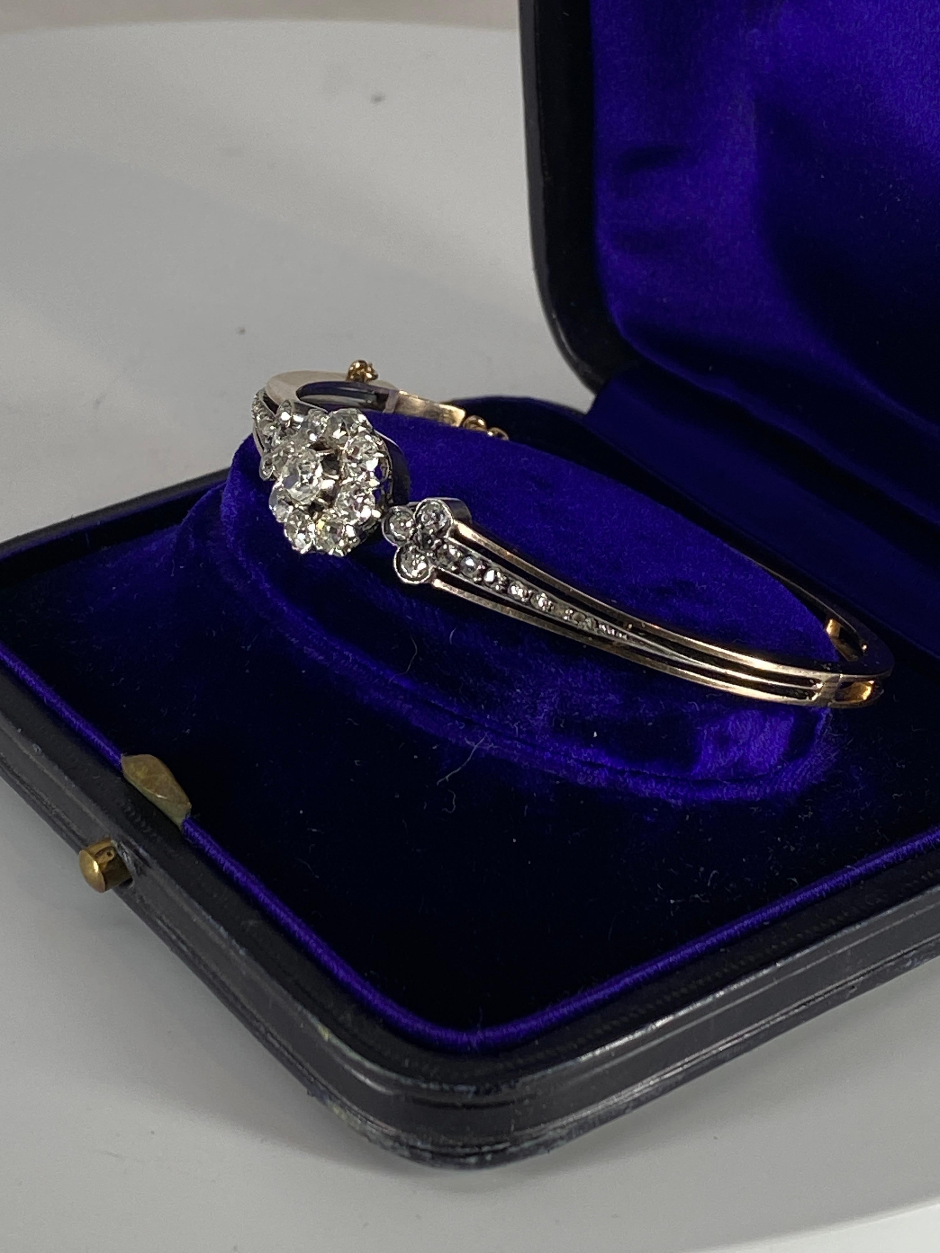 Old European Cut Bracelet En or 18 Carats En Diamants, Travail Français, Époque Napoléon III For Sale