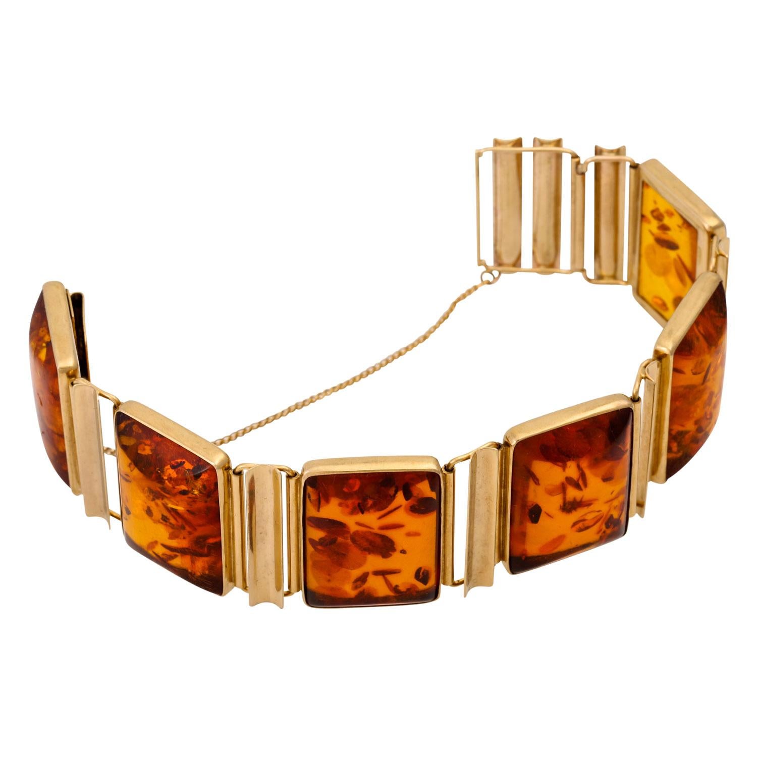 Armband, Esp. mit 6 Bernstein-Kabinen (Cabochon) im Angebot