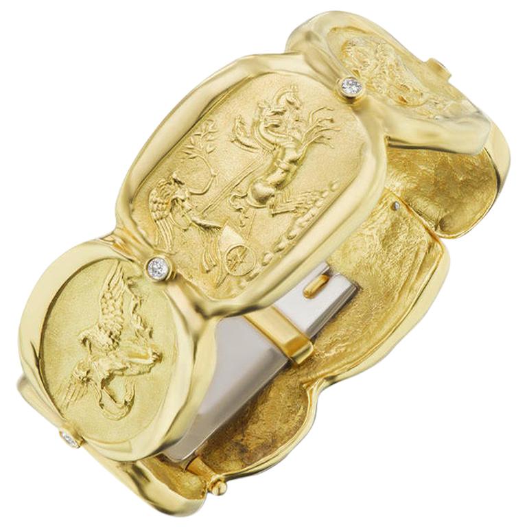 SeidenGang Greek Mythology Diamond Gold Seven Panel Bracelet