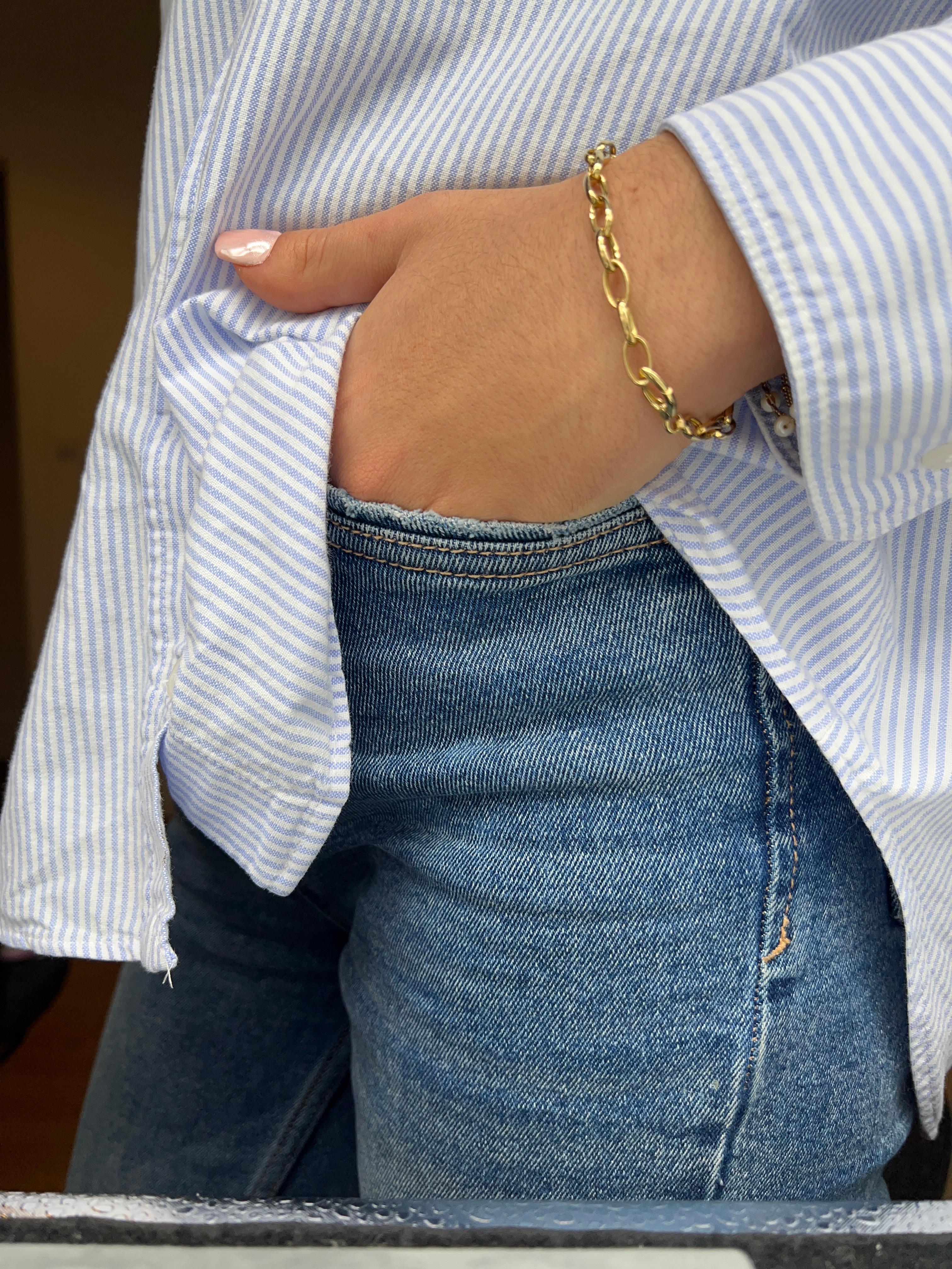Bracelet French Curb Small Links Yellow Gold 18 Karat In New Condition For Sale In Vannes, FR