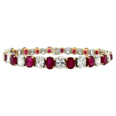 Bracelet certifié GIA 15,00 carats de rubis et diamants de Birmanie