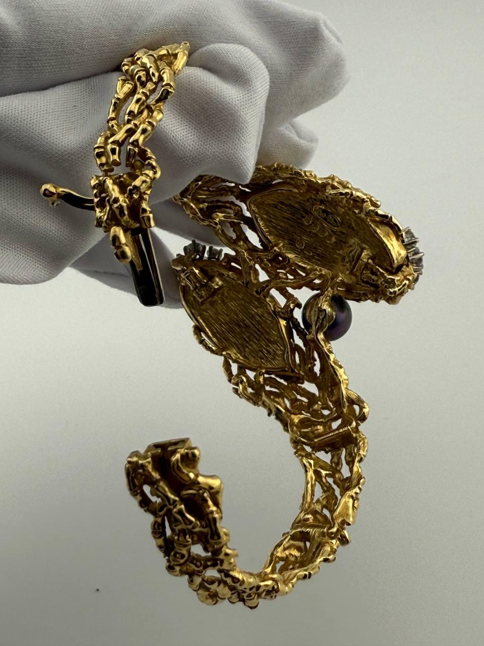 Armband Gilbert Albert Skarabäus-Käfermuschel & Gelbgold & Diamanten im Angebot 7