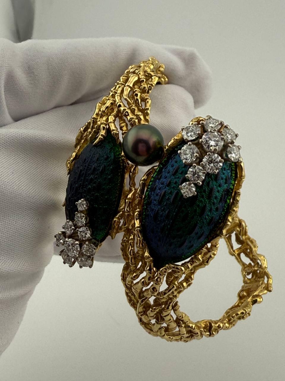 Armband Gilbert Albert Skarabäus-Käfermuschel & Gelbgold & Diamanten im Zustand „Hervorragend“ im Angebot in Berlin, DE