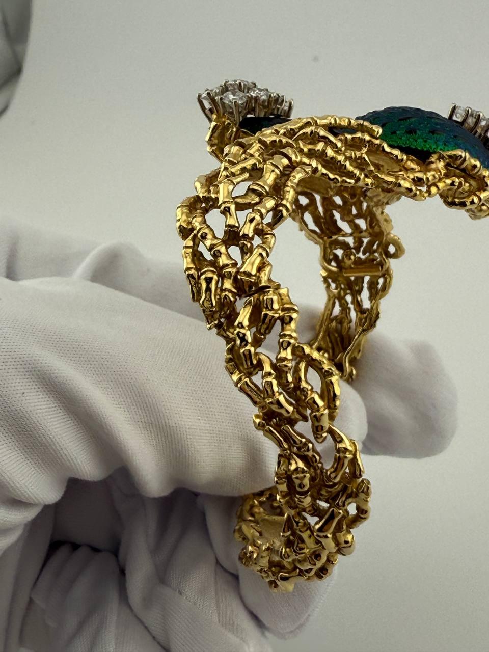 Armband Gilbert Albert Skarabäus-Käfermuschel & Gelbgold & Diamanten im Angebot 1