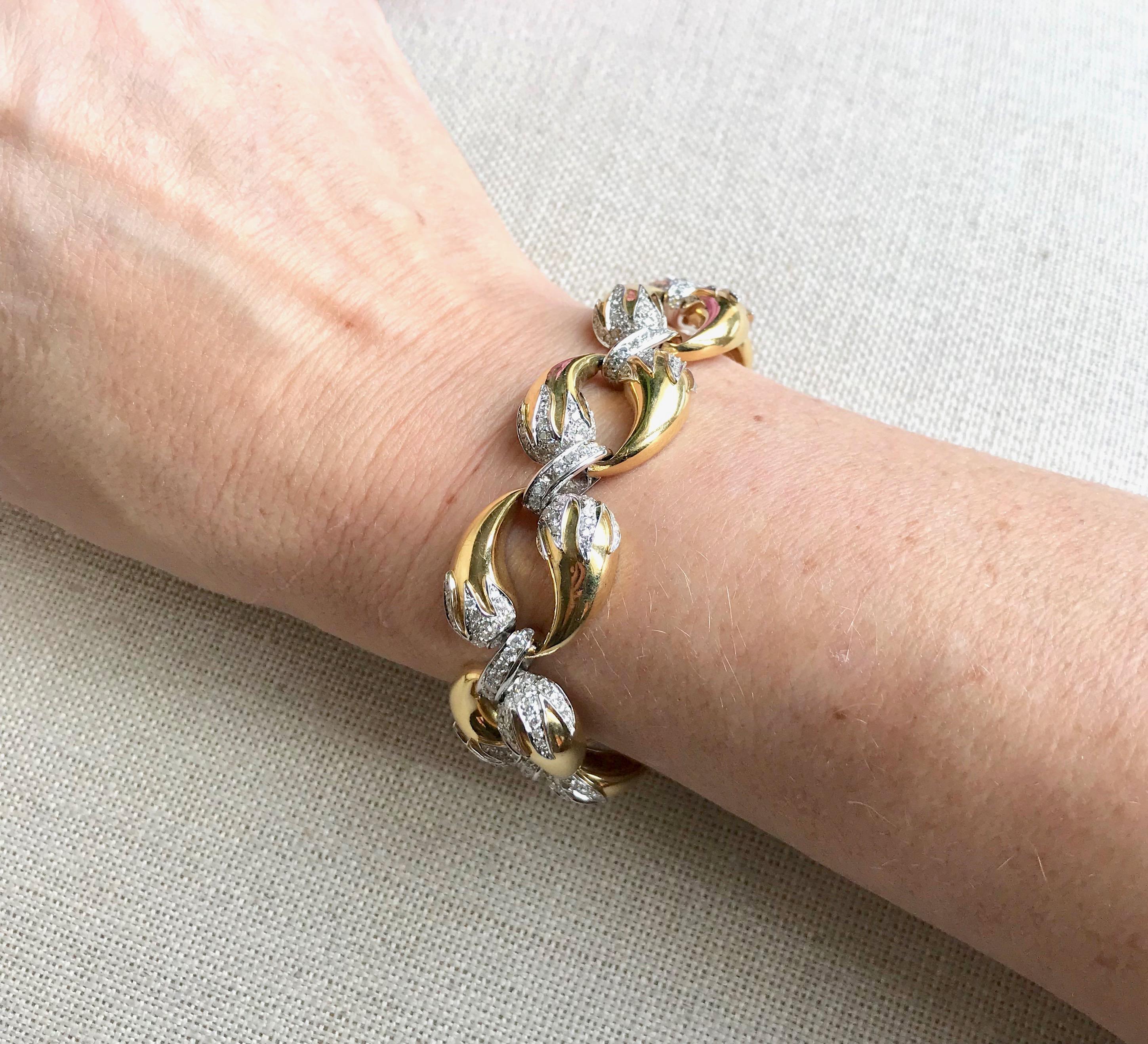 Pulsera Oro y Diamantes circa 1960 Oro 18k en venta 2