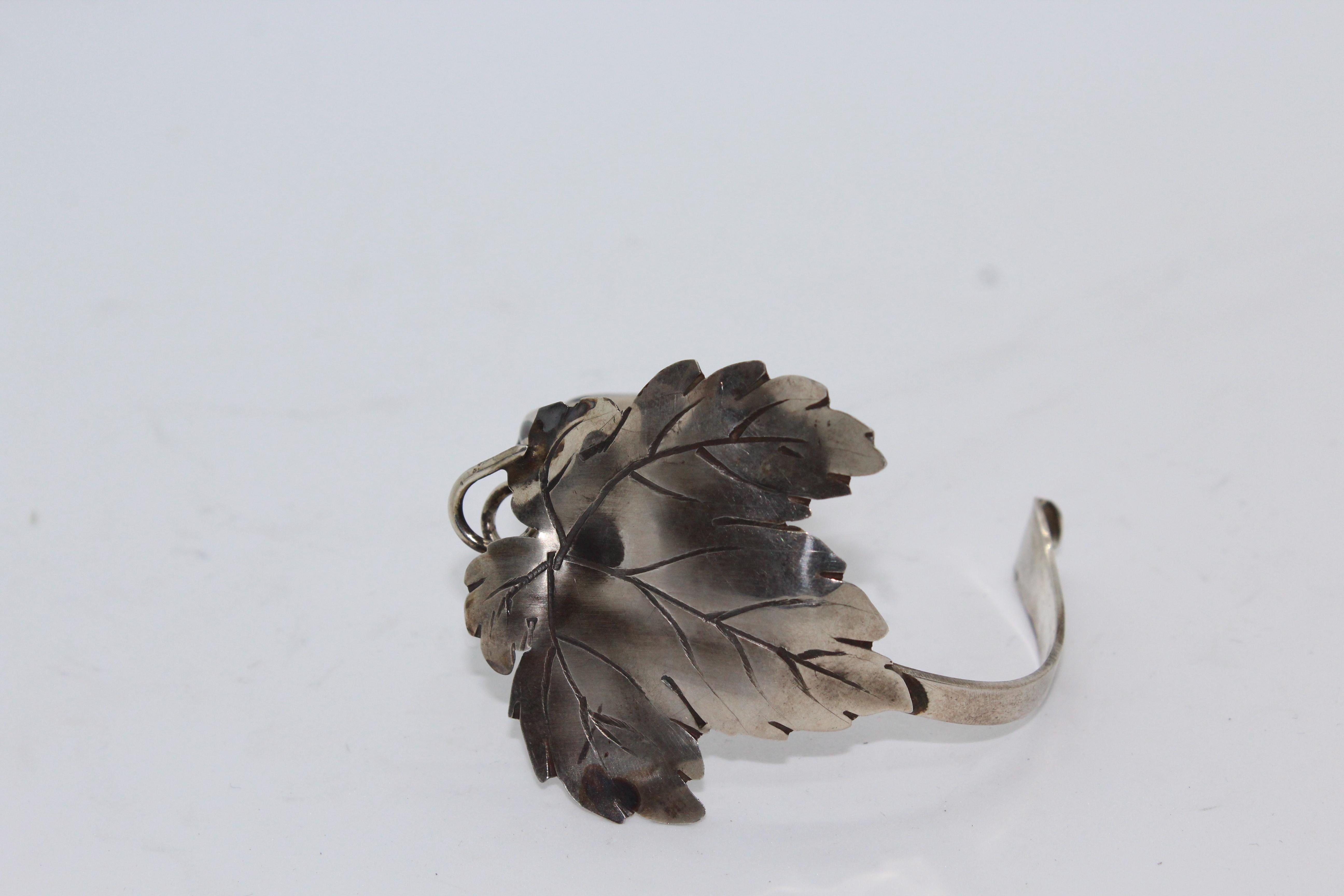 Pulsera, Vid de uva Schiava, Plata de ley, Regalo elegante, Hecho a mano, Italia Artista en venta