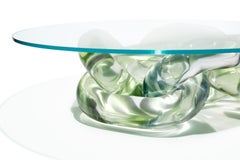 Bracelet, Green, Resin Coffee Table with Glass Top by Hua Wang