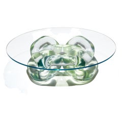 Bracelet, Green, Resin Coffee Table with Glass Top by Hua Wang