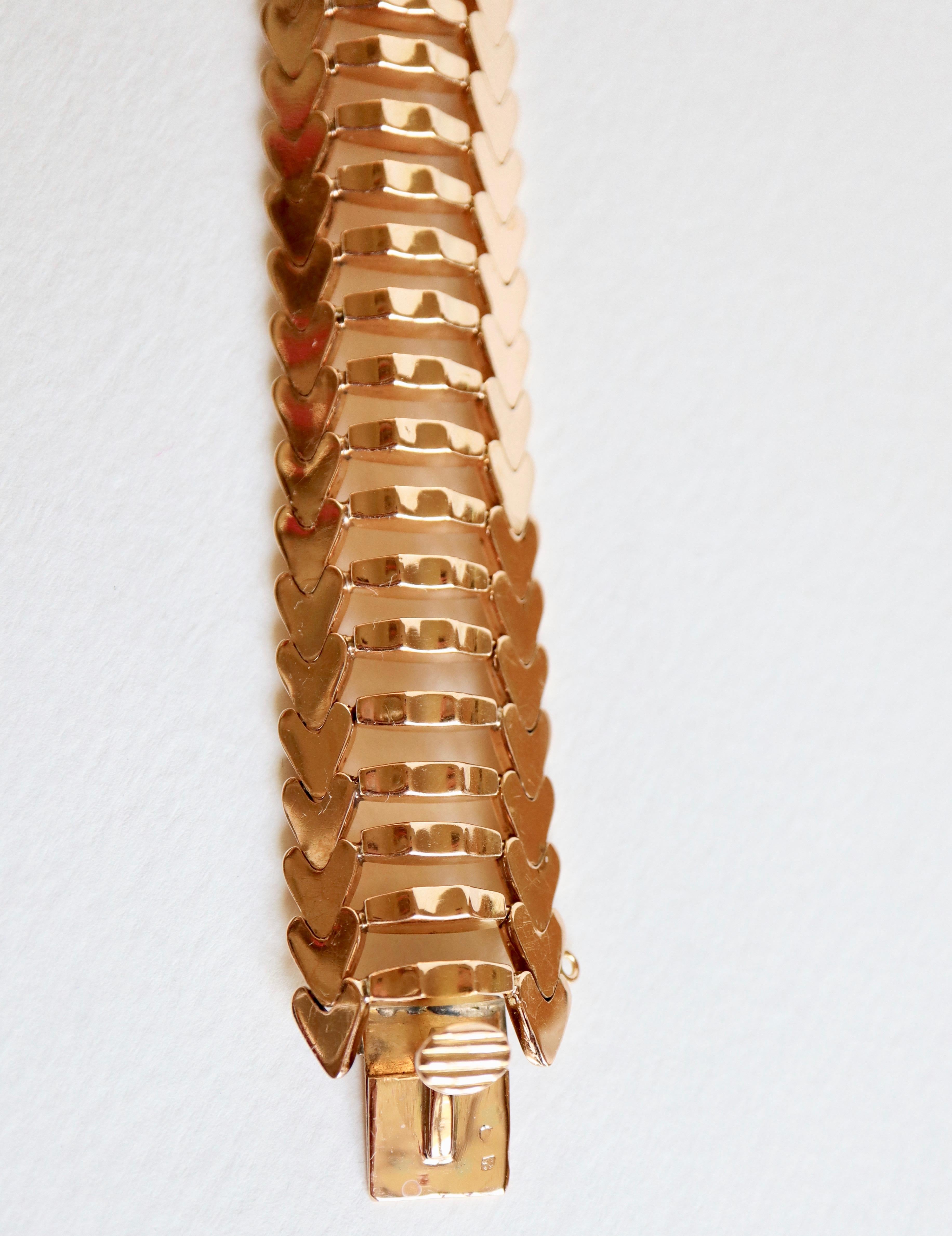 Armband Herze Vintage 1960er Jahre aus 18 Karat Gelbgold im Angebot 2