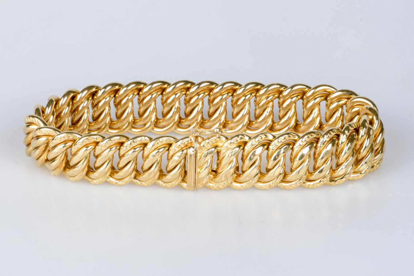 Bracelet in 18-carat yellow gold in American mesh For Sale 6
