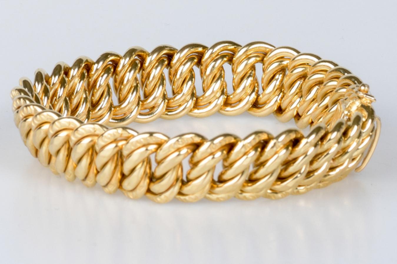 Bracelet in 18-carat yellow gold in American mesh For Sale 7