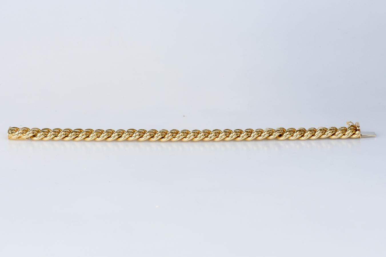 Bracelet in 18-carat yellow gold in American mesh In Excellent Condition For Sale In Monte-Carlo, MC
