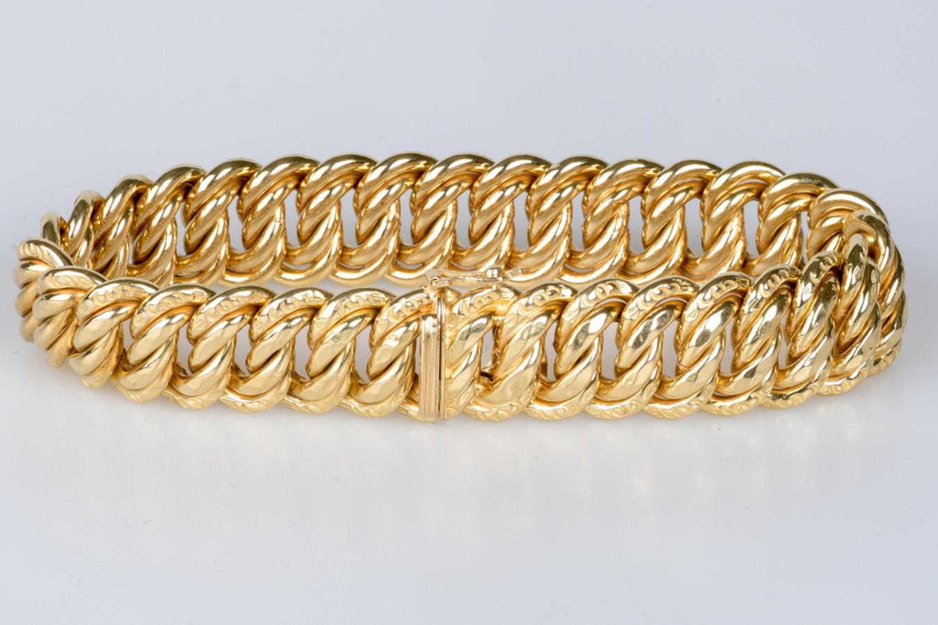 Bracelet in 18-carat yellow gold in American mesh For Sale 3