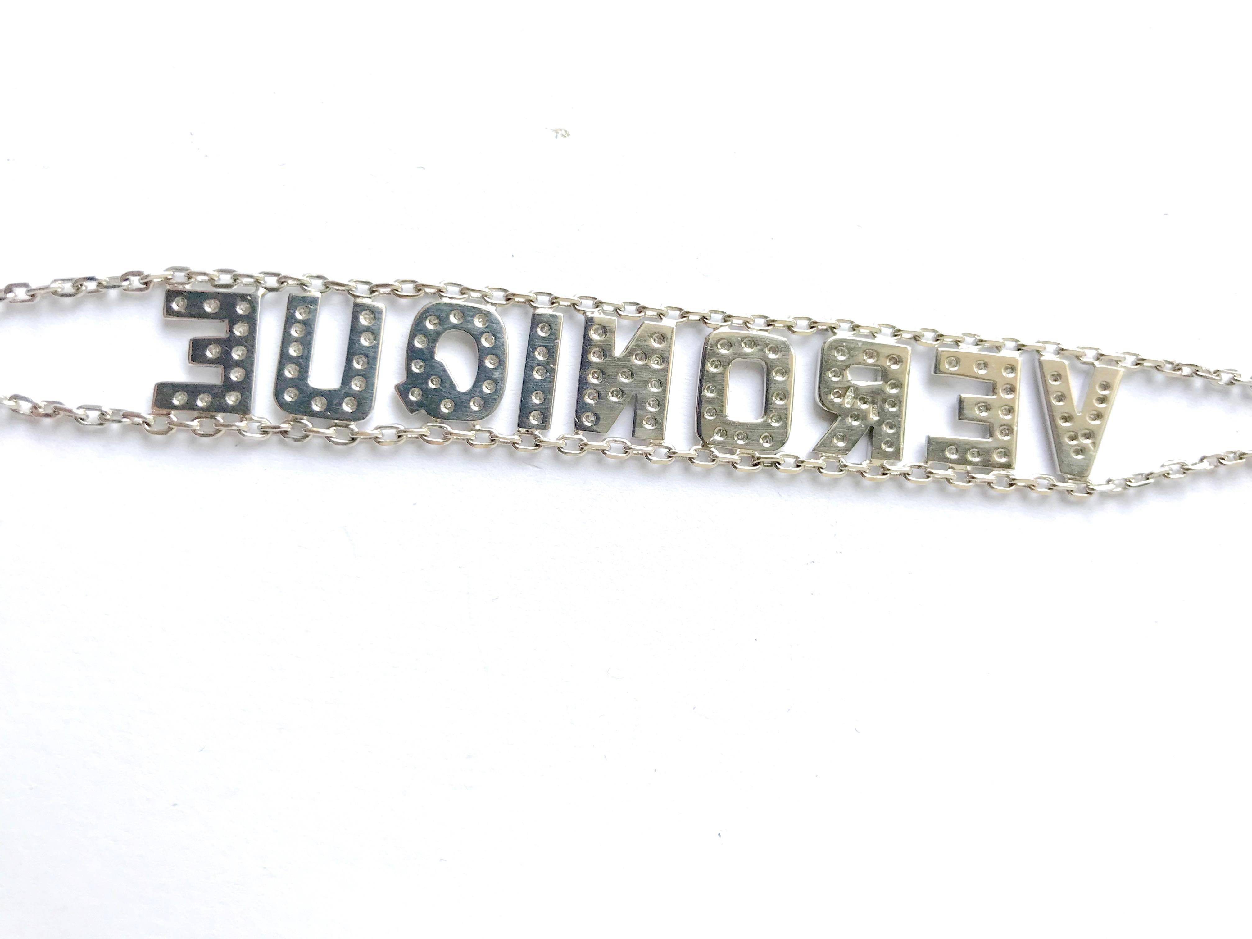 Diamond Bracelet in 18 Karat White Gold VERONIQUE In Good Condition For Sale In Paris, FR