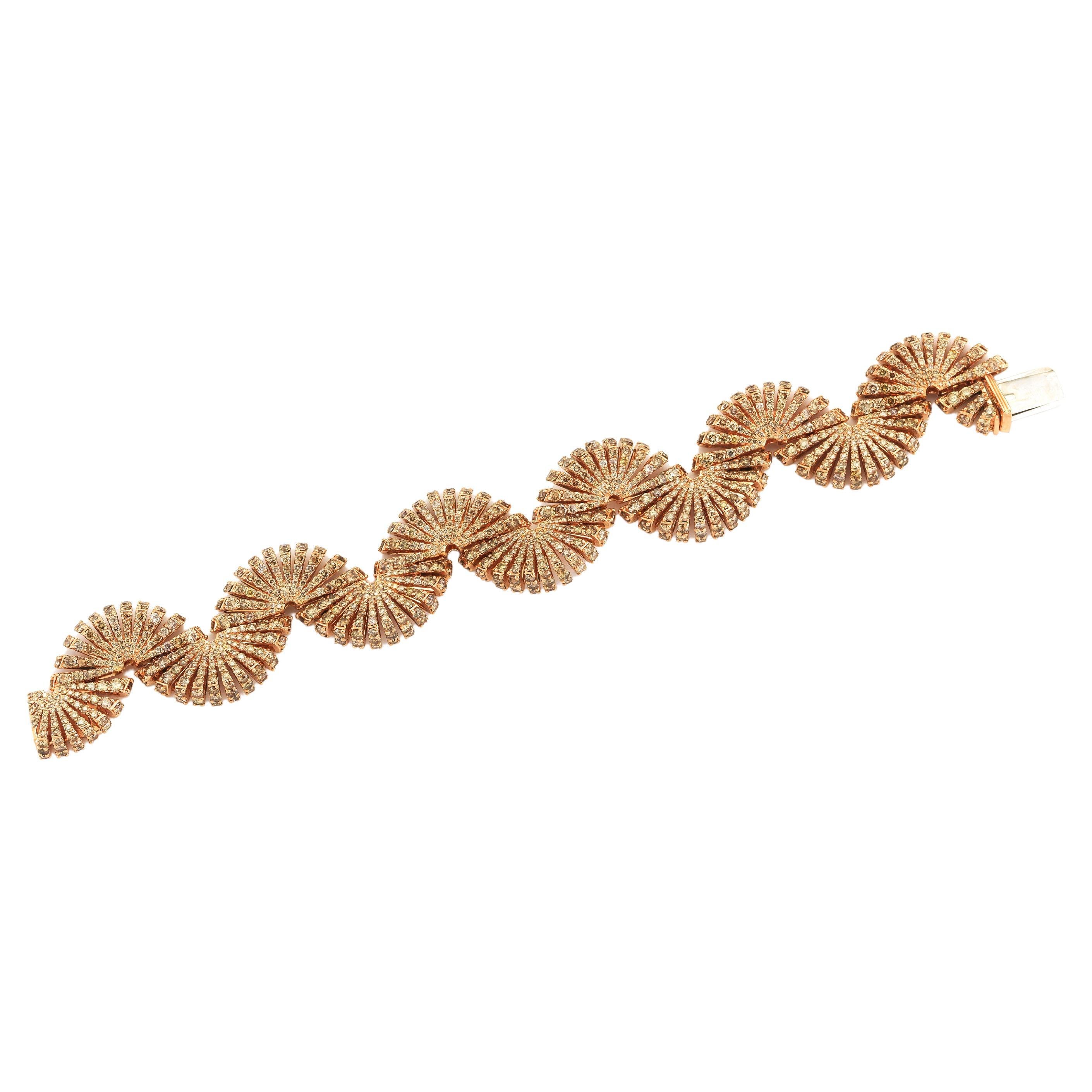 Bracelet in 18K Rose Gold with Brown Diamonds 'Approx. 22.35 Carats' For Sale