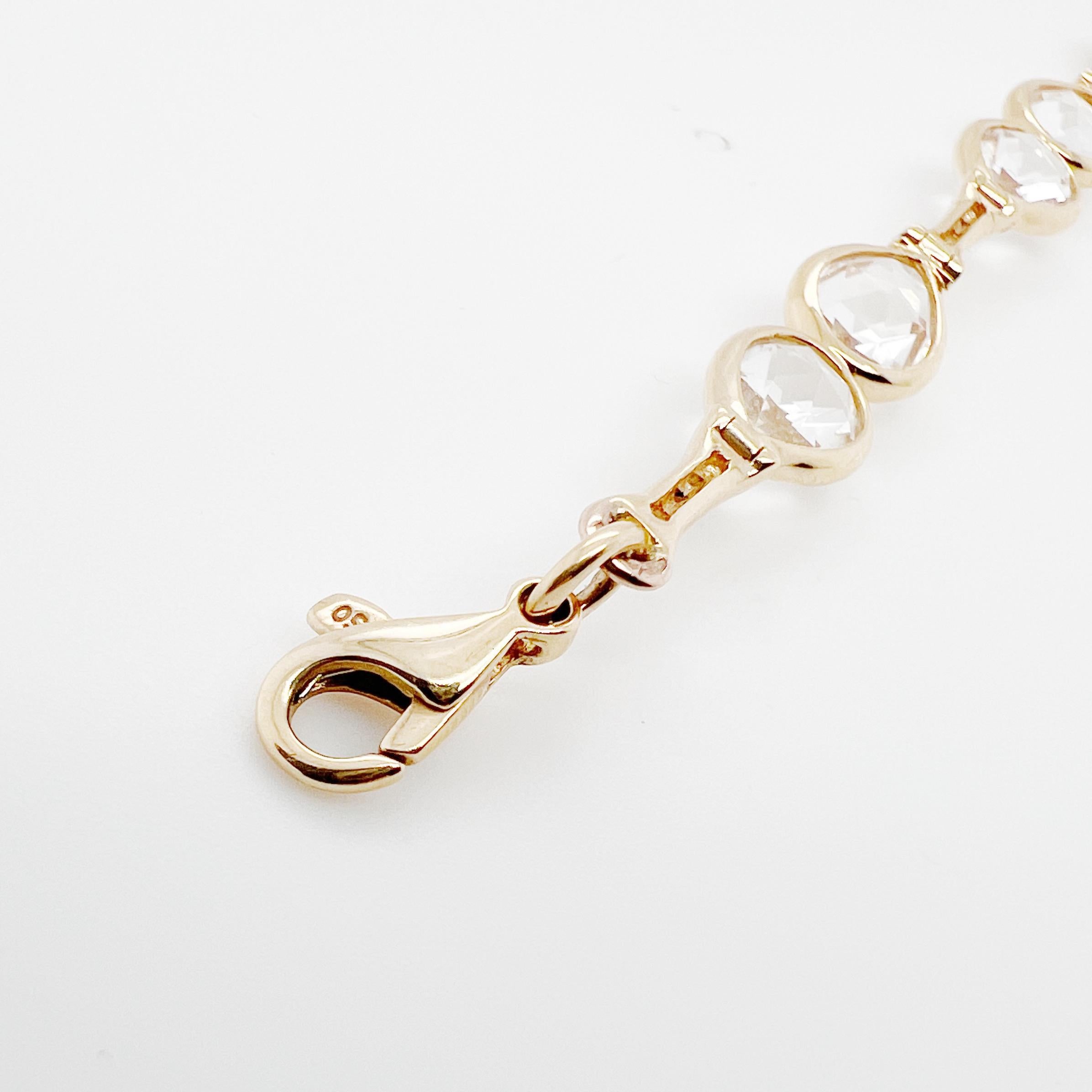 Modern Bracelet in 18k rose gold with Diamonds and rock crystal drops For Sale