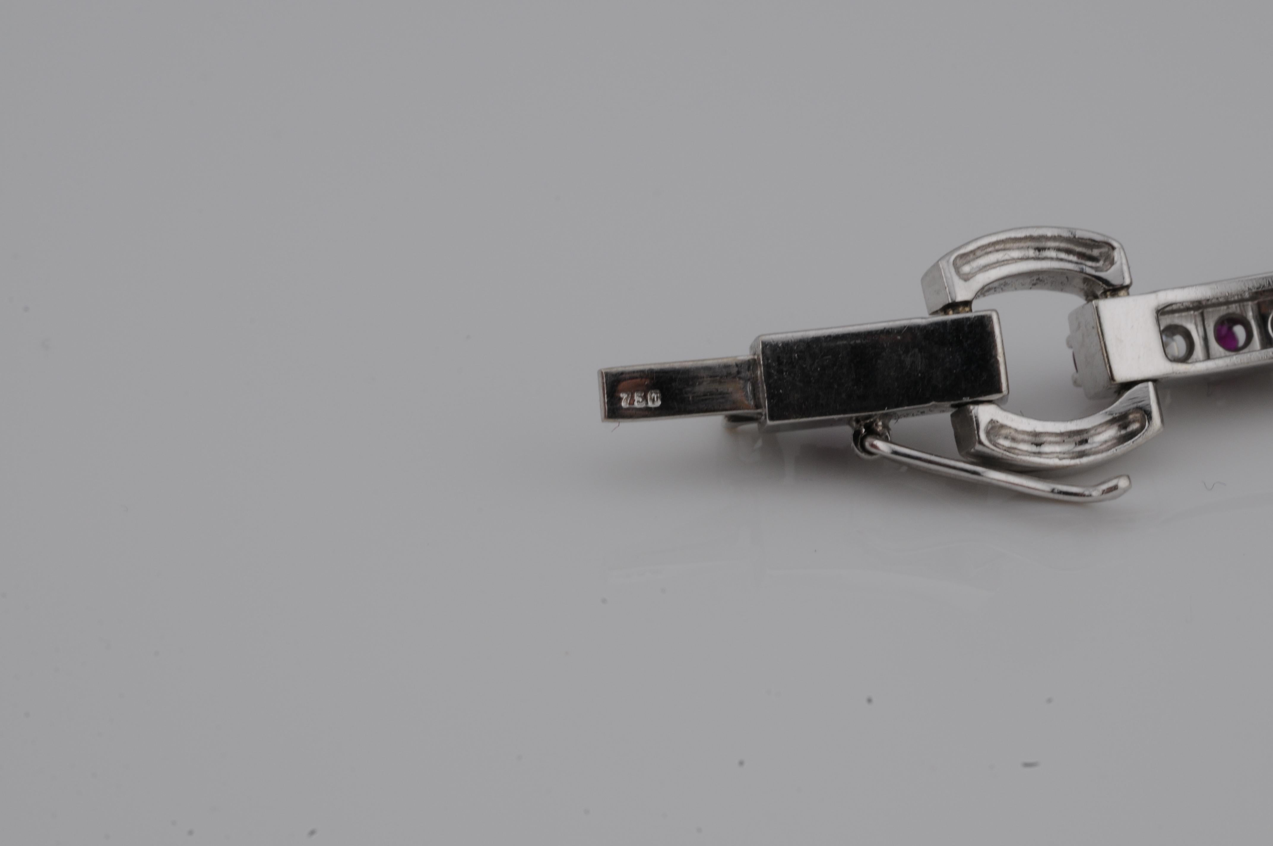Bracelet in 18K white gold with diamonds and rubys For Sale 7
