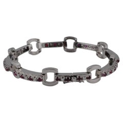Bracelet in 18K white gold with diamonds and rubys