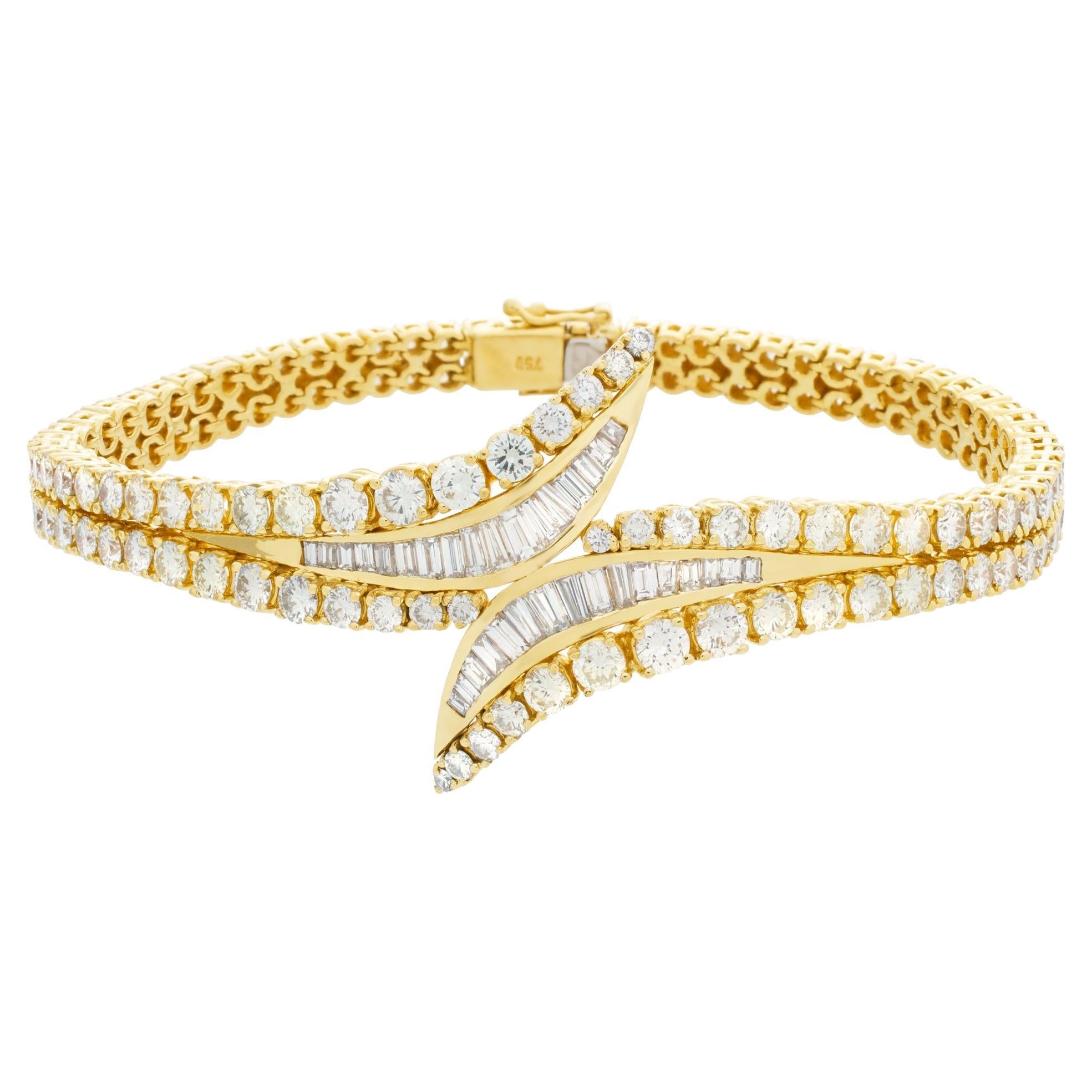 Bracelet en or jaune 18 carats avec plus de 9 carats de diamants ronds taille brillant