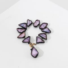 Bracelet in black talosel encrusted with Parma colored mirrors by Line Vautrin