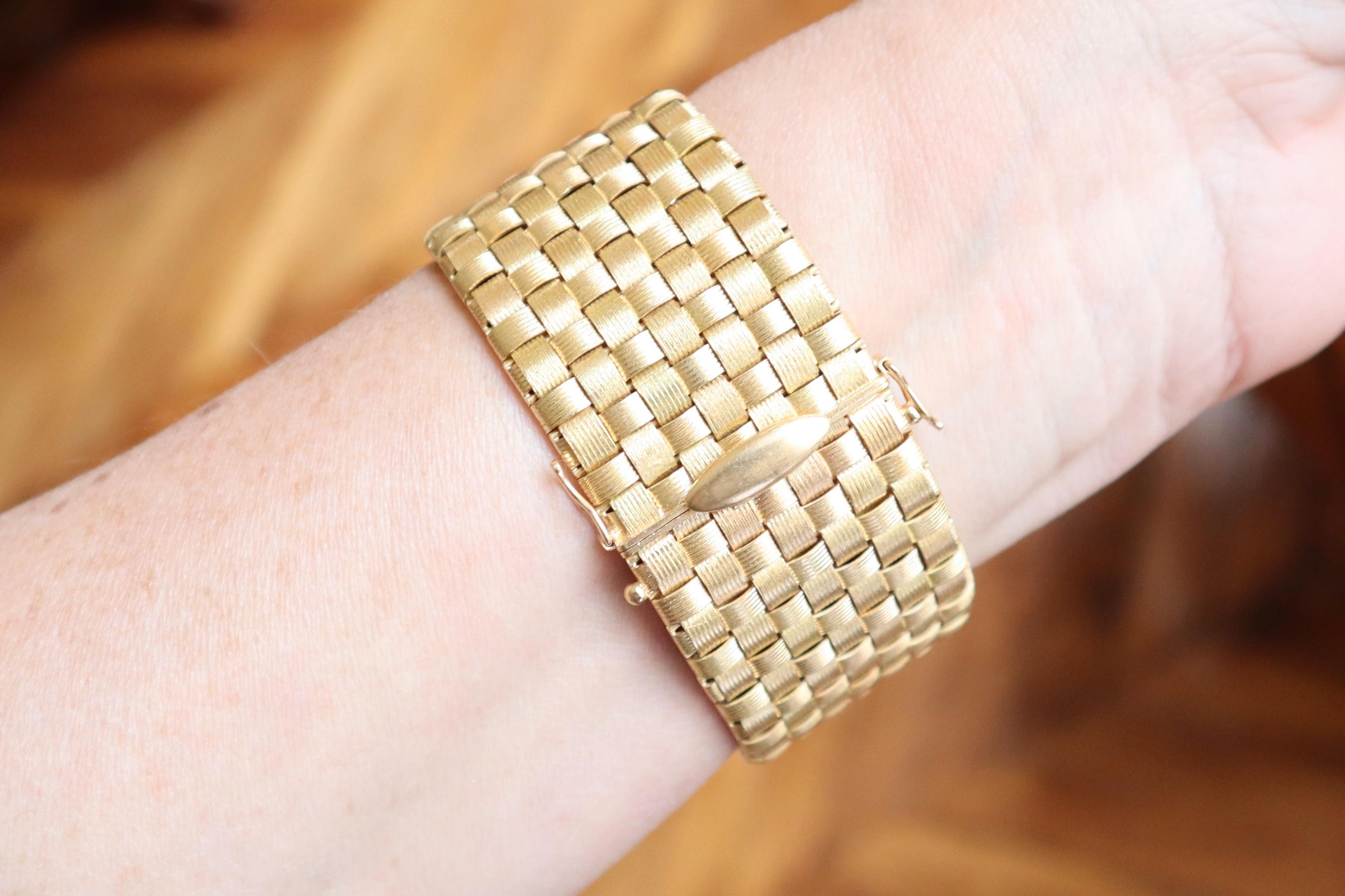 Armband aus Gold 18 kt mit quadratischen geflochtenen Gliedern im Angebot 6