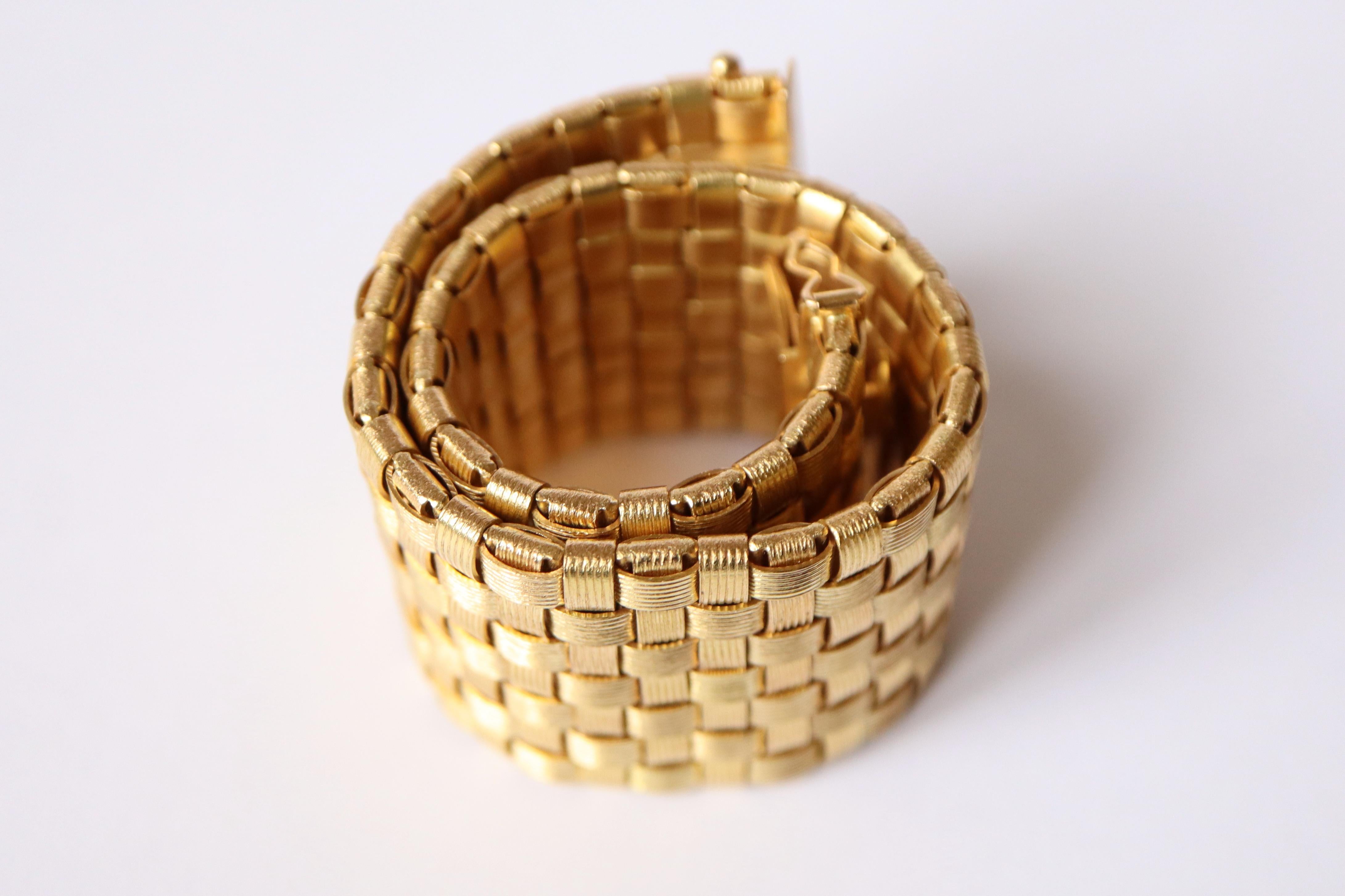 Bracelet in Gold 18 kt with Square Braided Links Anklet For Sale 8