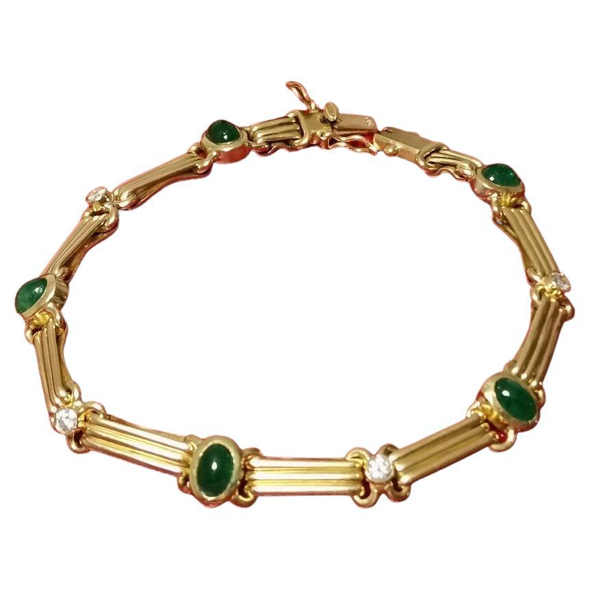 Bracelet in Gold, Emerald and Brilliant For Sale