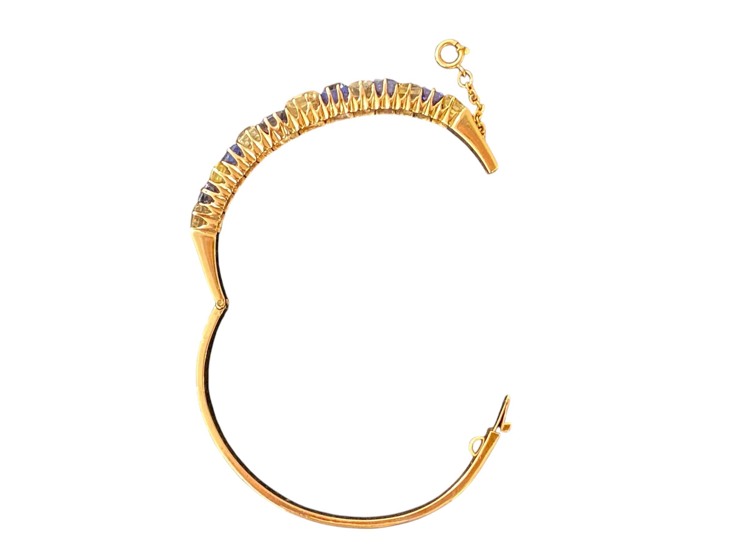 Pulsera de Oro, con Zafiros azules y amarillos Corte único en venta