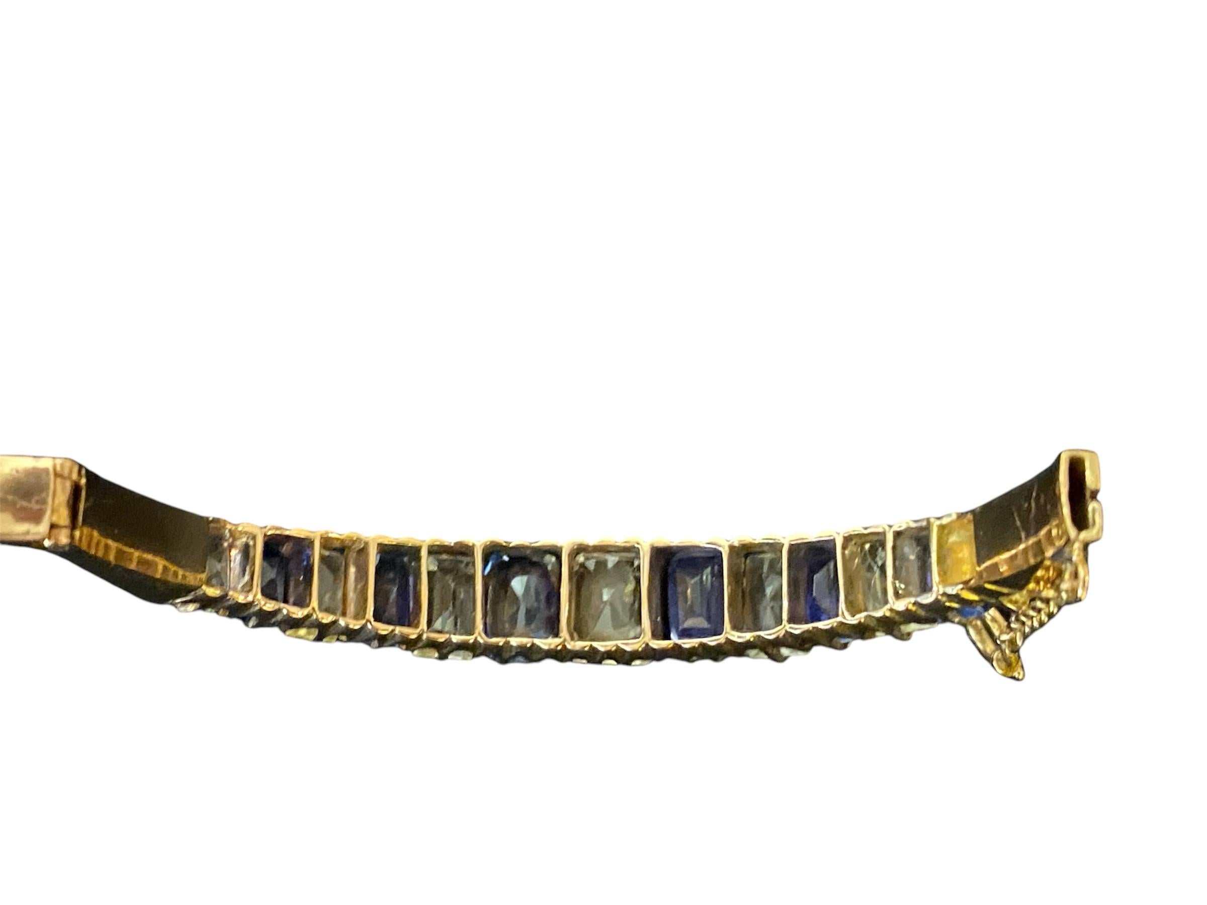 Pulsera de Oro, con Zafiros azules y amarillos en venta 1