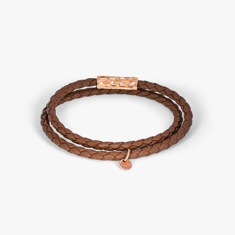 Diamantato bracelet in Italian brown leather with rose gold plated sterling silver, Size S

These double wrap bracelets are made from genuine Italian leather and are available in a variety of colours. Each bracelet is fastened with a faceted rhodium