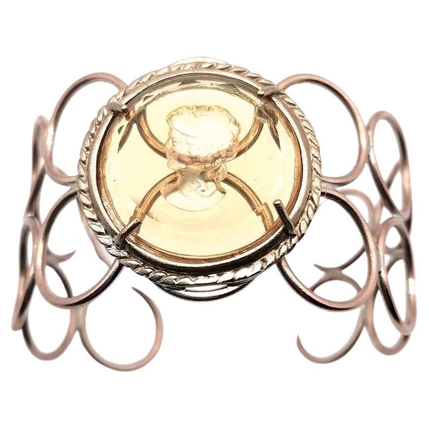 Bracelet en bronze pur et verre topaze de Patrizia Daliana en vente