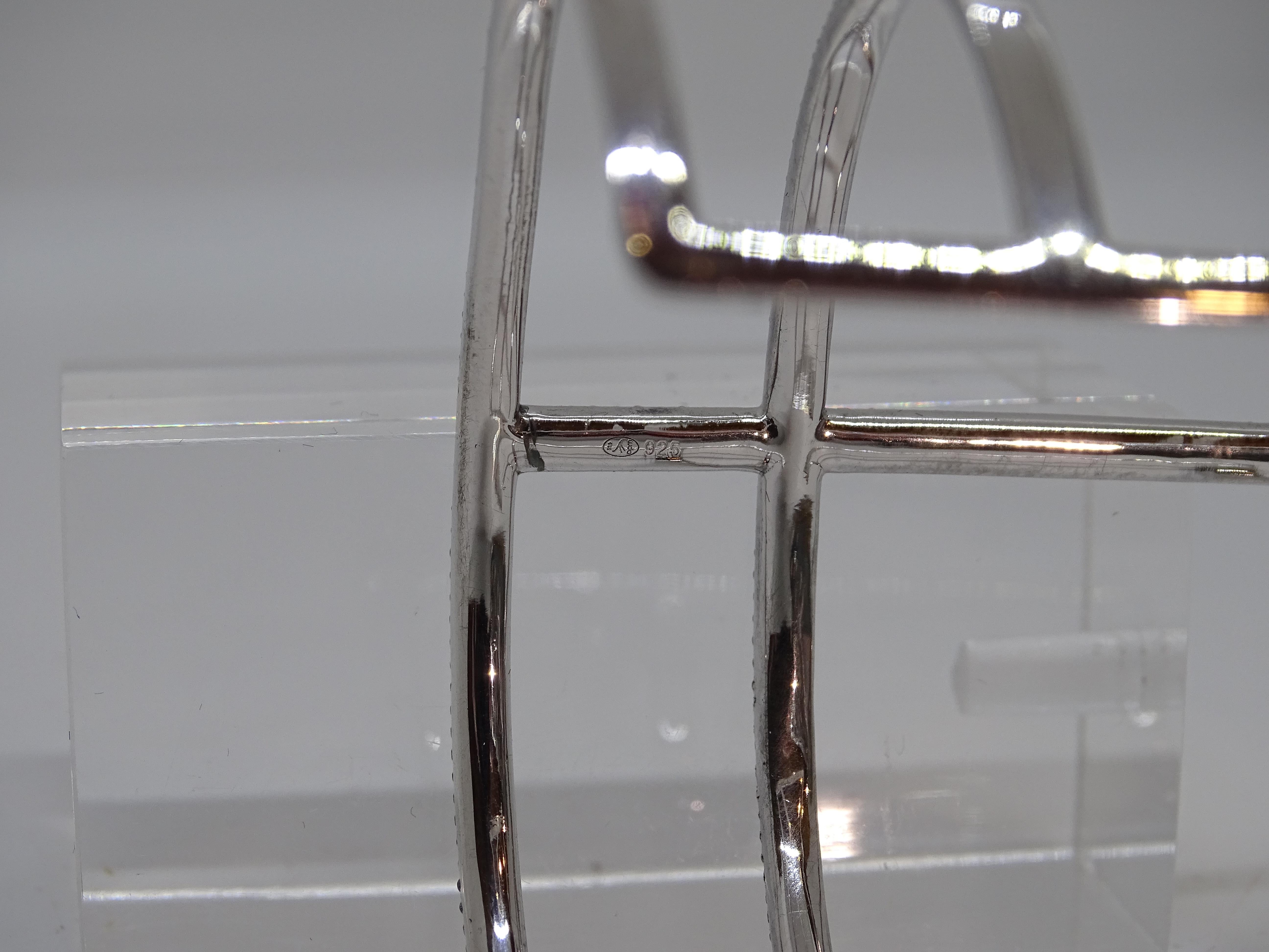 Bracciale in argento sterling e pavé di zirconi, Guiot de Bourg Parigi Francia in vendita 4