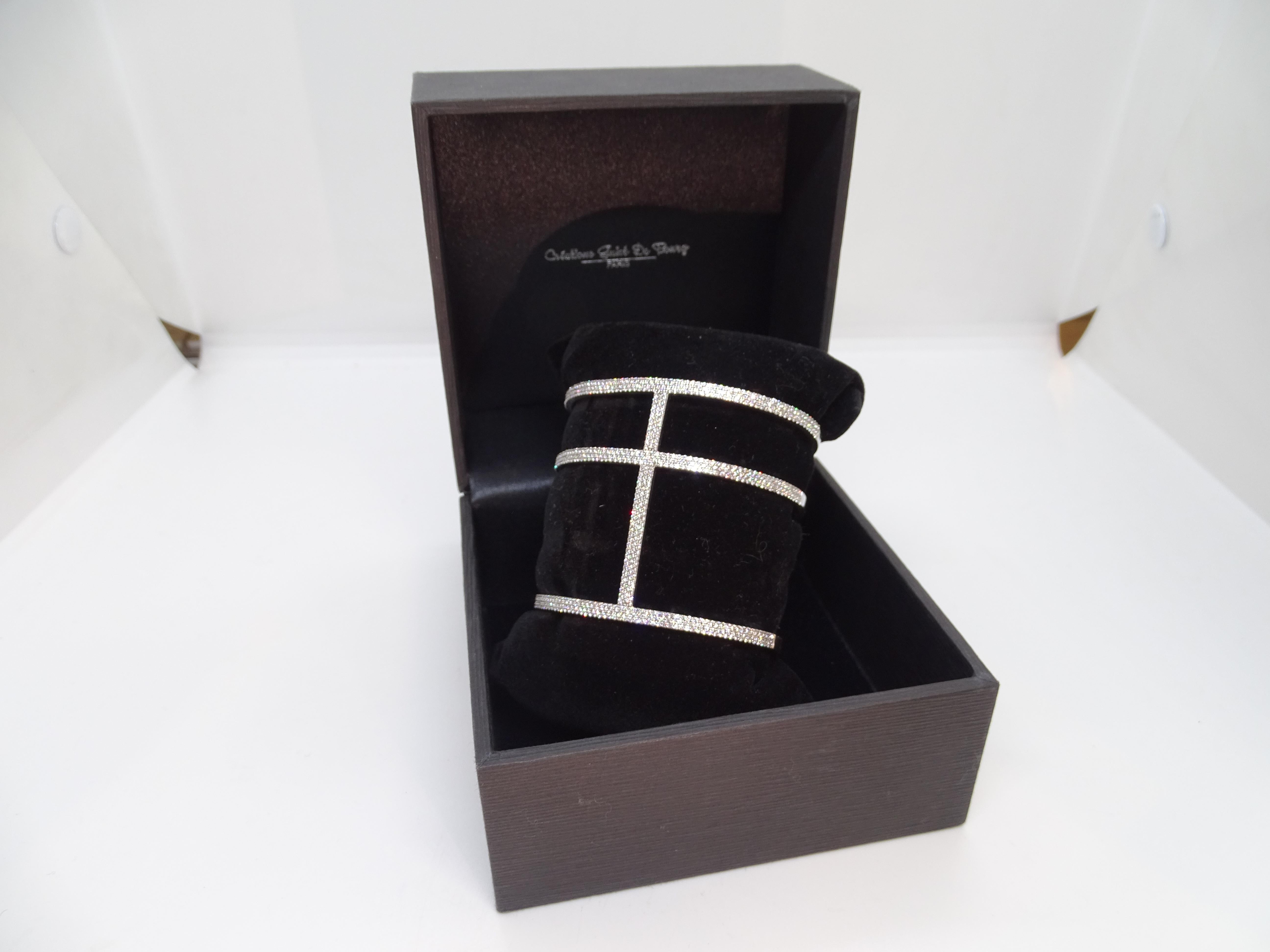 Bracciale in argento sterling e pavé di zirconi, Guiot de Bourg Parigi Francia in vendita 7