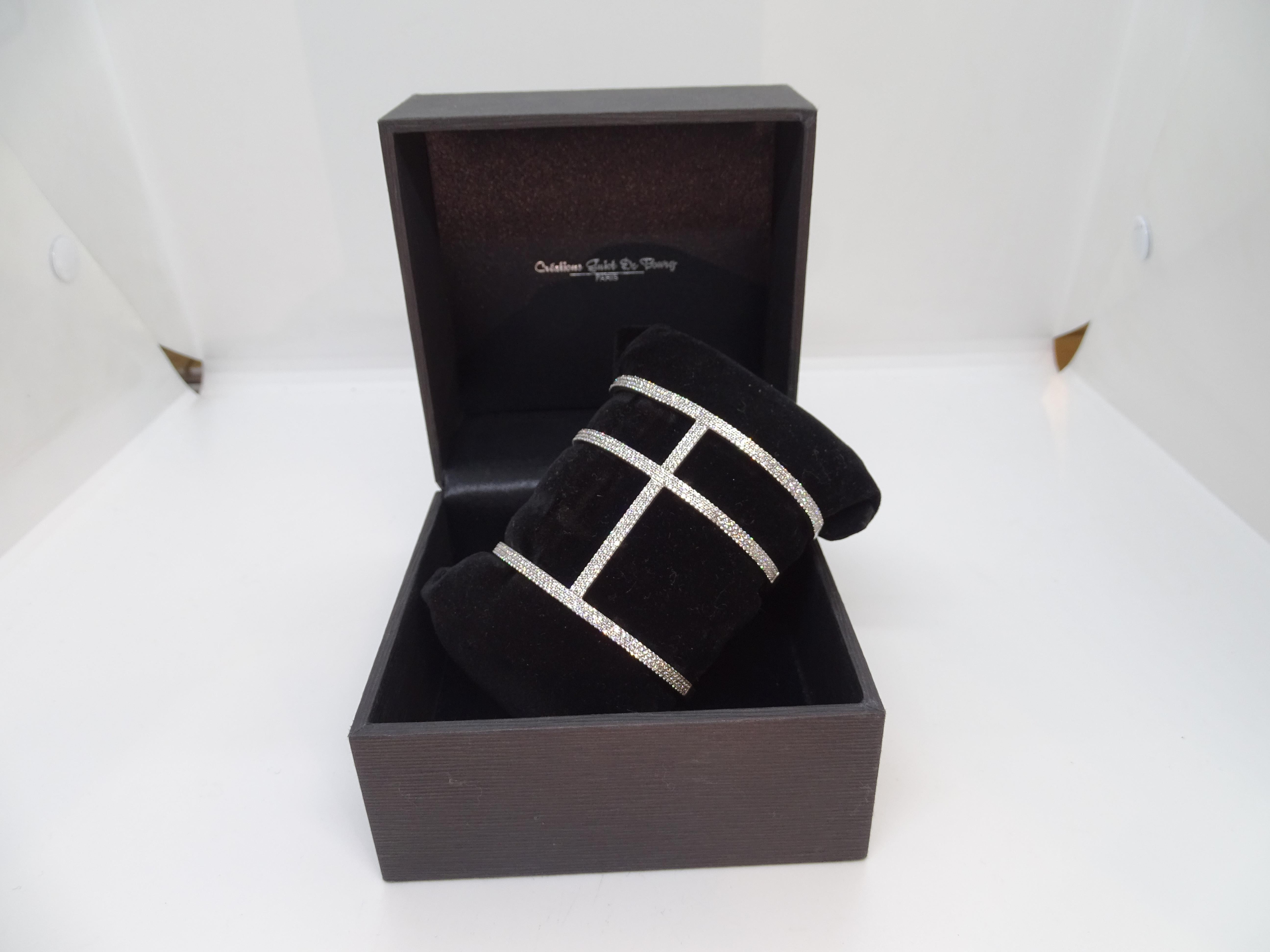 Bracciale in argento sterling e pavé di zirconi, Guiot de Bourg Parigi Francia in vendita 8