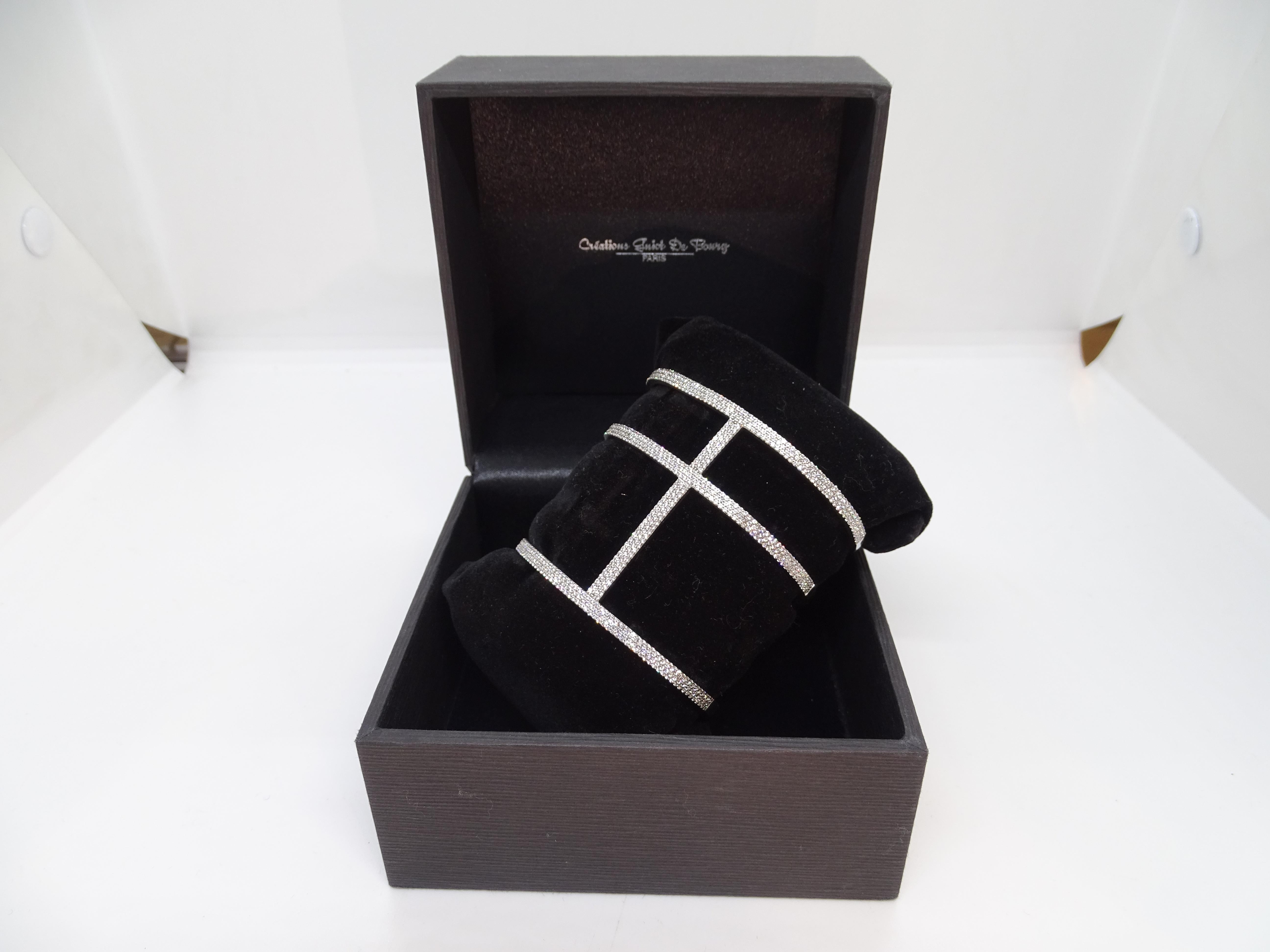 Bracciale in argento sterling e pavé di zirconi, Guiot de Bourg Parigi Francia in vendita 9