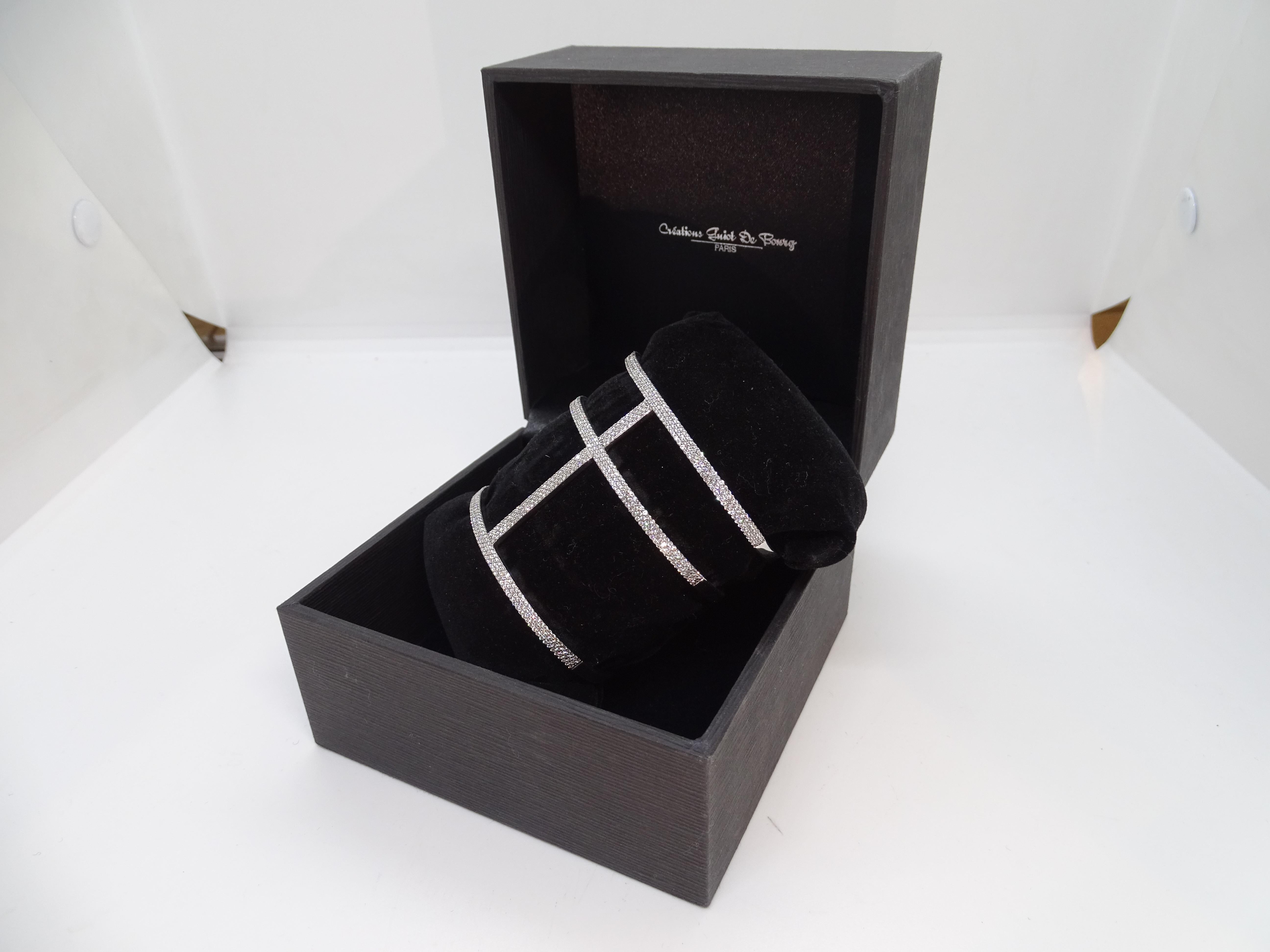 Bracciale in argento sterling e pavé di zirconi, Guiot de Bourg Parigi Francia in vendita 10